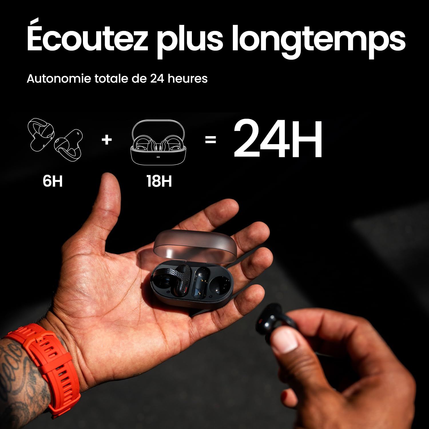 Amazfit Up OWS Casque Bluetooth 5.3, Écouteurs Ouverts sans Fil avec Contrôle Tactile, IPX4 Résistants à l’Eau et à la Transpiration, Réduction du Bruit AI, pour Le Sport, Running et Entraînement