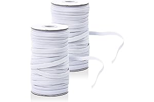 1/4 Inch Elastic Flat Band for Sewing, 100 Yards White Elastic Cord