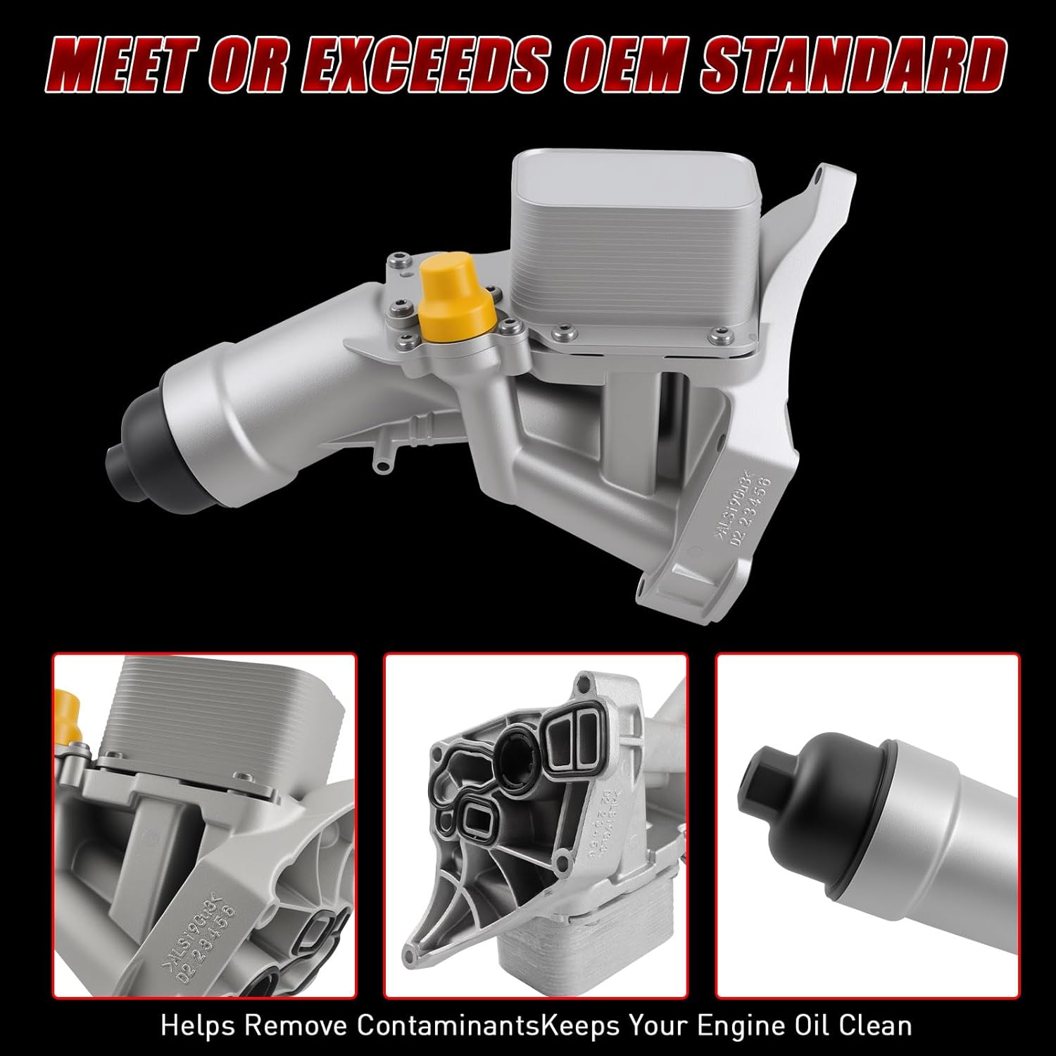 11428596283 Upgrade Aluminium Engine Oil Cooler Filter Housing With Gasket Assembly Compatible With BMW Vehicle 2017-2022 230i 320i 330e 330i GT 430i 530e 530i 740e X3 X4 xDrive