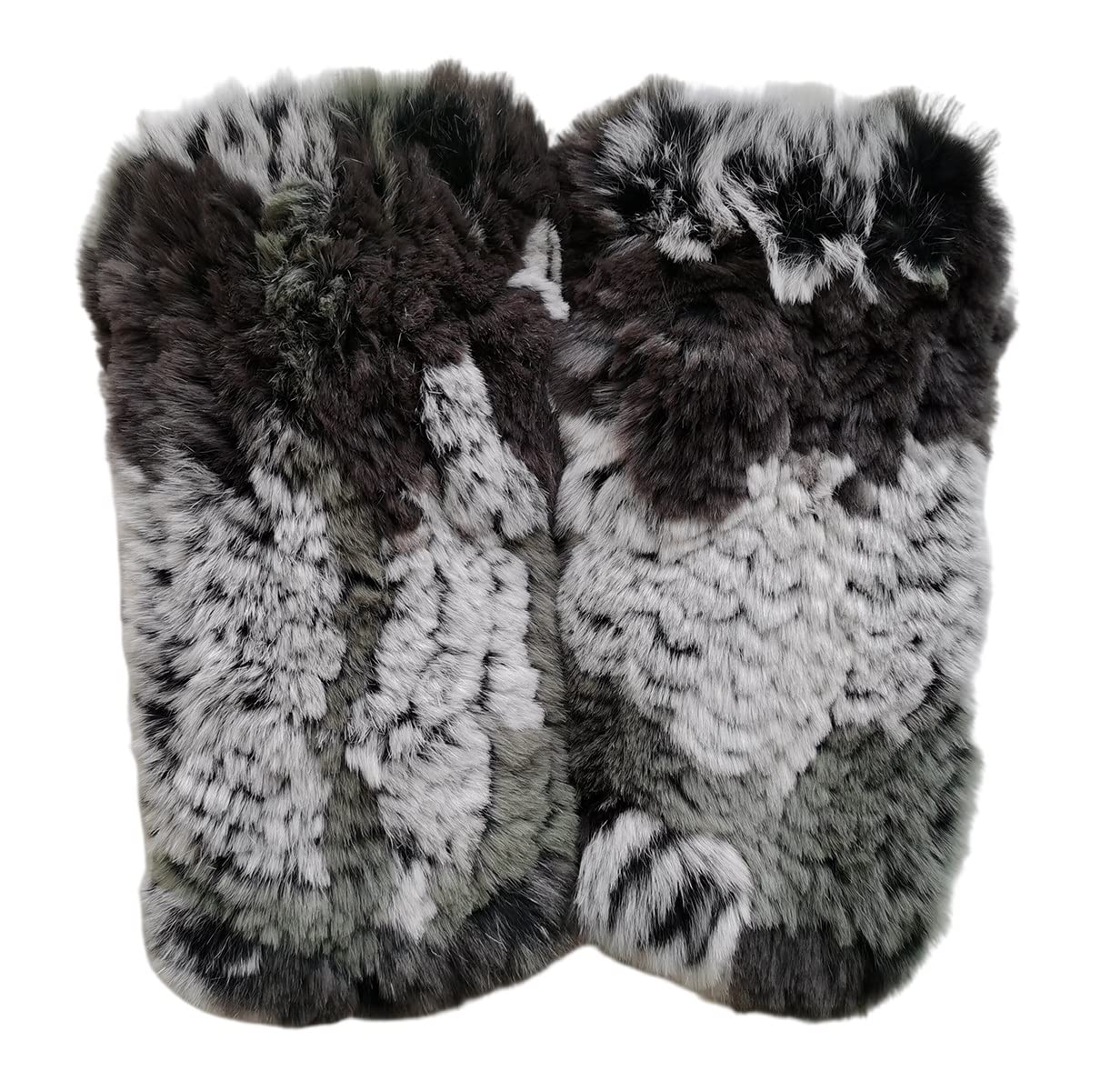 XUYUZUAU Women Mittens Gloves Real Rex Rabbit Hair Hand Warmer Winter Knit Warm