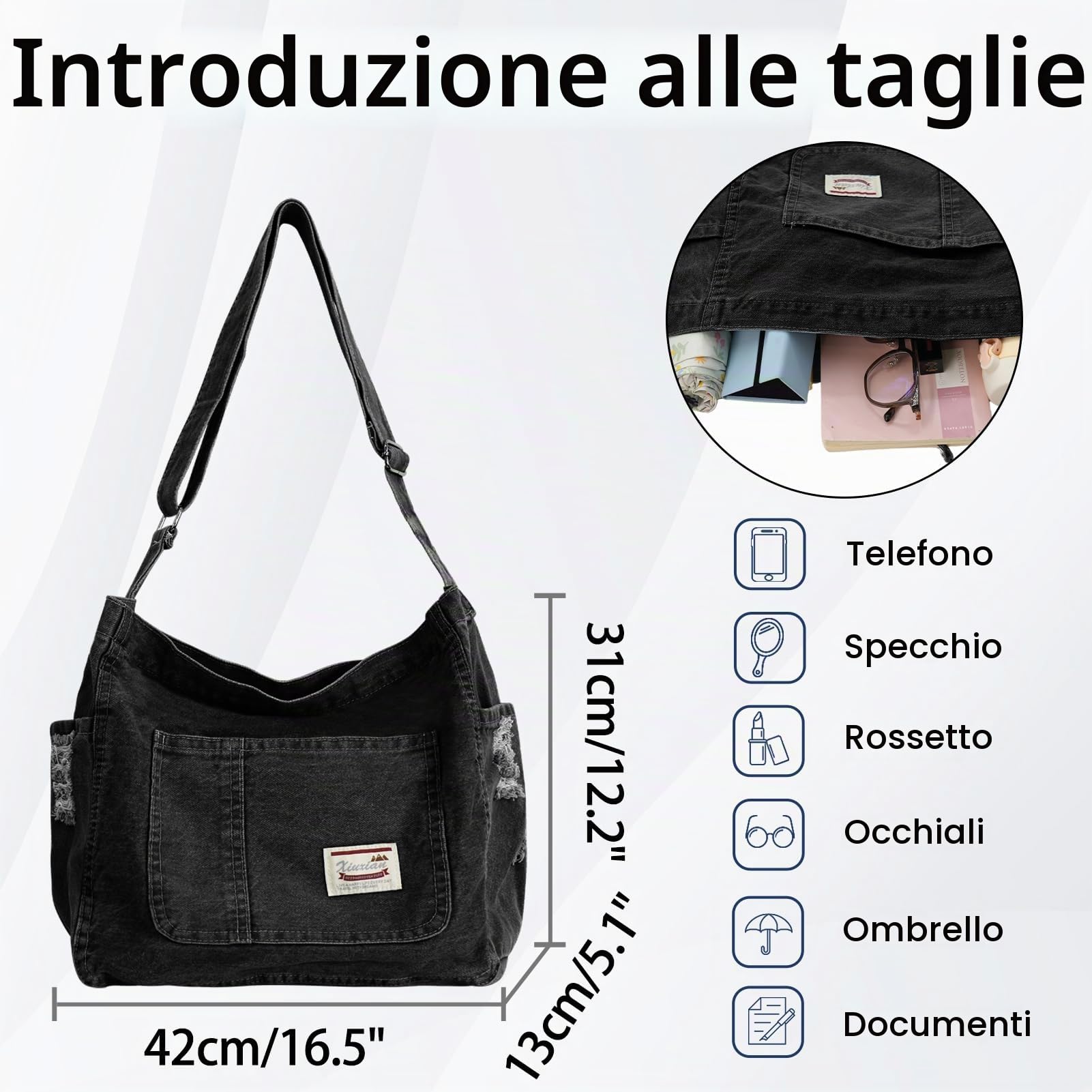 Borsa Jeans Donna Shopper Borsa Shopping Spaziosa