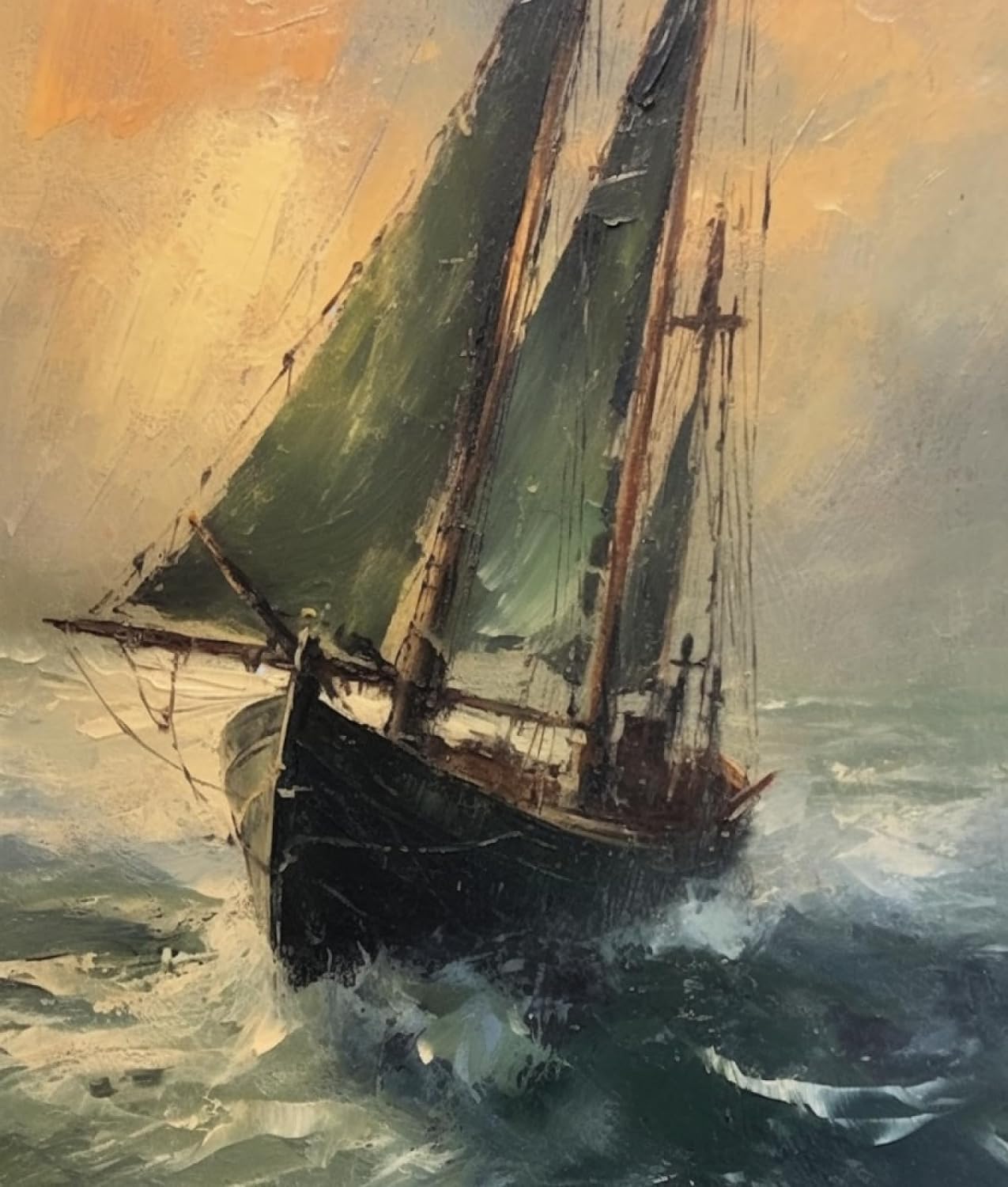 ZMHZMY Paint by Number Kits Sea Waves Sailing Ship DIY Digital Canvas Oil Painting Art Decor for Adults Beginner,40x50cm Frameless