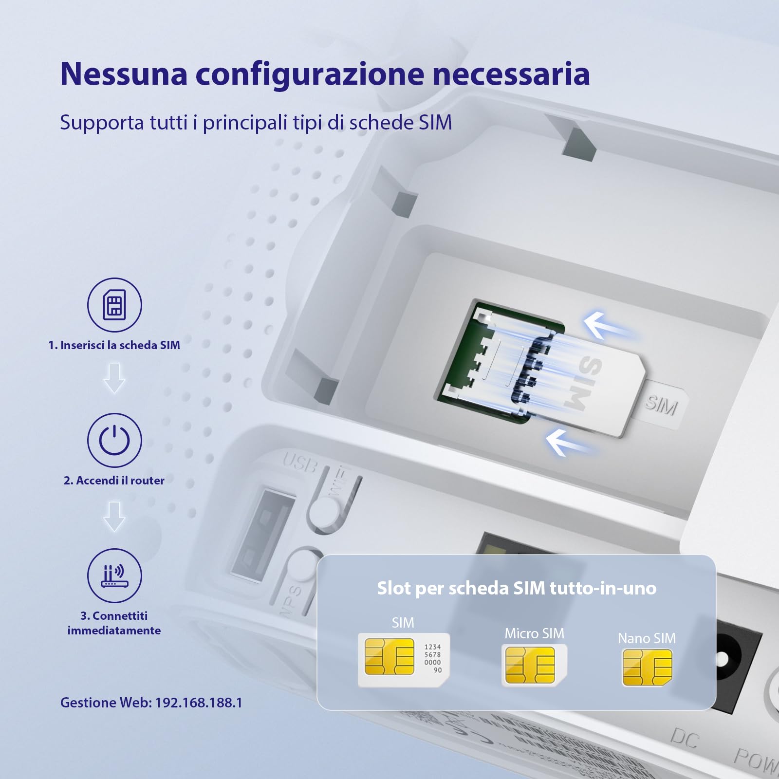 Strong Router WiFi N300 Mbps con SIM, Router 4G Cat4 LTE, Porta LAN 100 Mbps, Antenne Staccabili, Plug and Play, Supporta fino a 32 Dispositivi, USB 3.0, Rete Sicura (4GROUTER360M)
