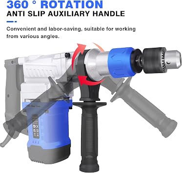 SDS Plus Corded Rotary Hammer Drill 1800W Multifunctional Electric Hammer, Electric Drill, Concrete Crusher,3 Mode Drilling/Hammer/Chisel,6 Variable Speed,360° Auxiliary Handle