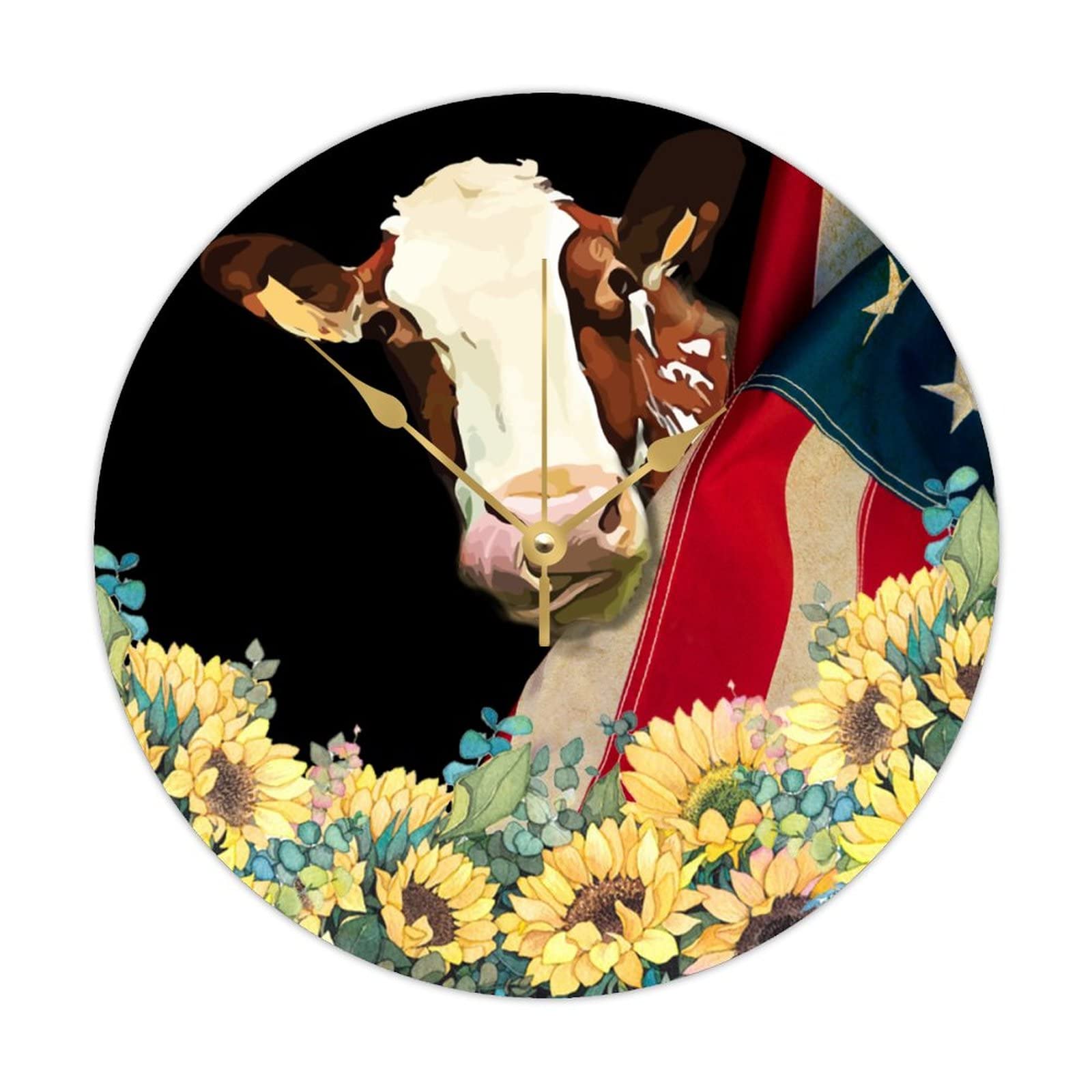 Horloge en bois drapeau USA pour salon et cuisine au style ferme rustique