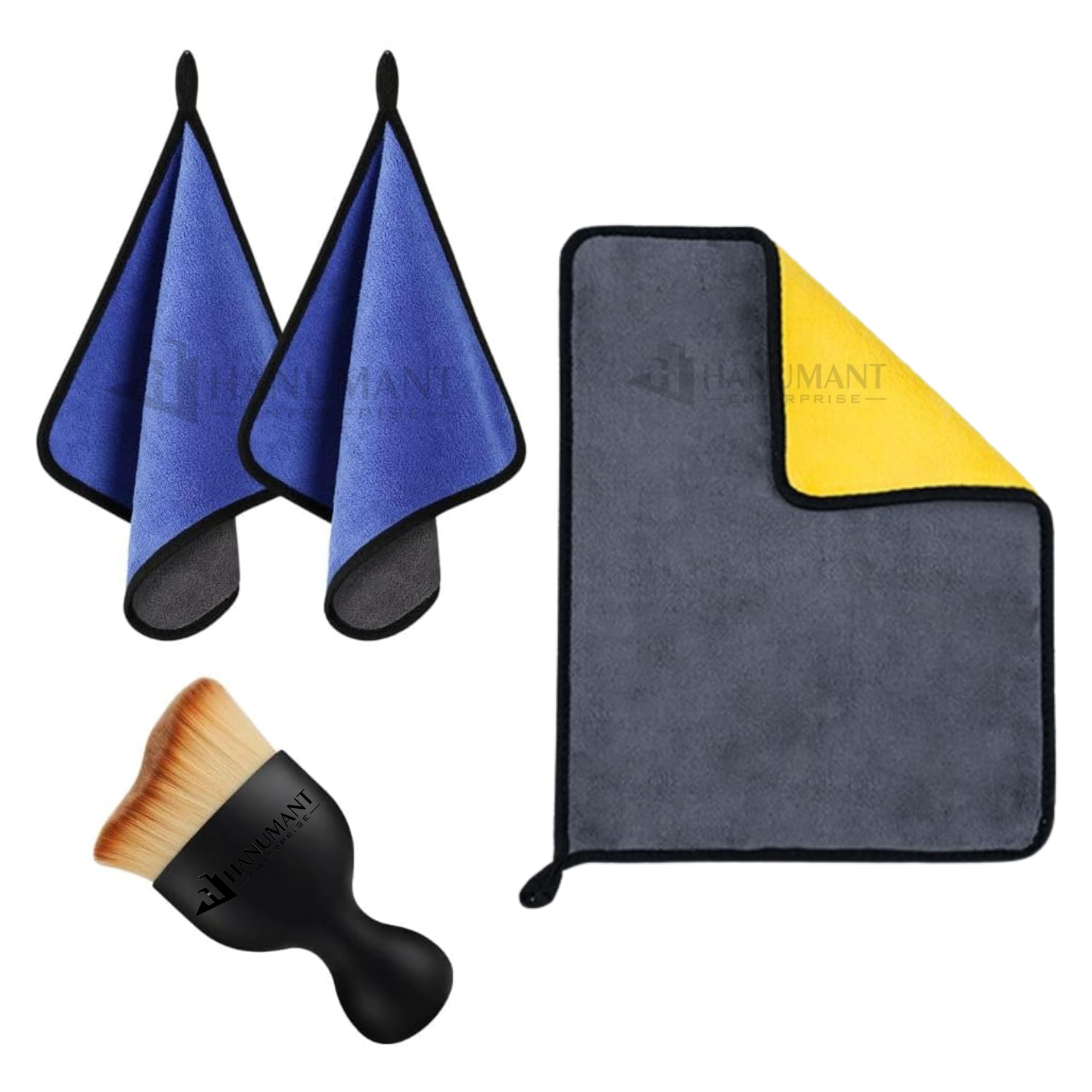 Heavy 800 GSM Microfiber Cloth for Car Cleaning|Double Sided|Thick Lint & Streak Free Multipurpose Towel for Car Bike Cleaning Washing & Detailing|40x40 cms(3 Cloth, 1 Brush)