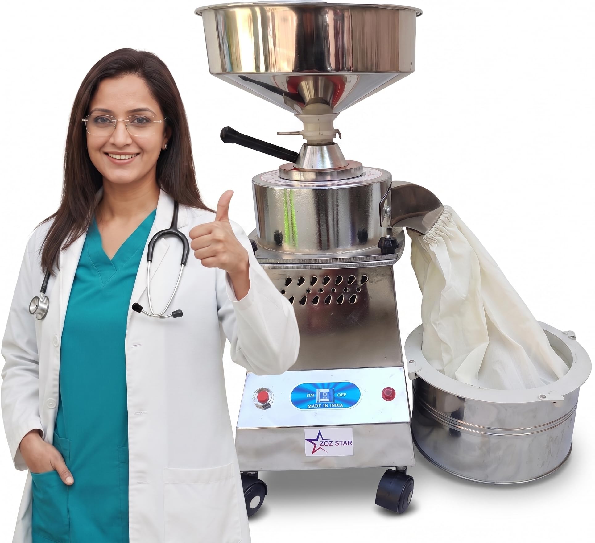 Flour Mill Machine,Atta Chakki,Domestic Aata Maker,Ghar Ghanti,Heavy Duty (Gold Stone) Power Saving Feature Added Table Top With Standard Accessories 1.5 Hp Warranty 10 Years-Stainless Steel-image-5