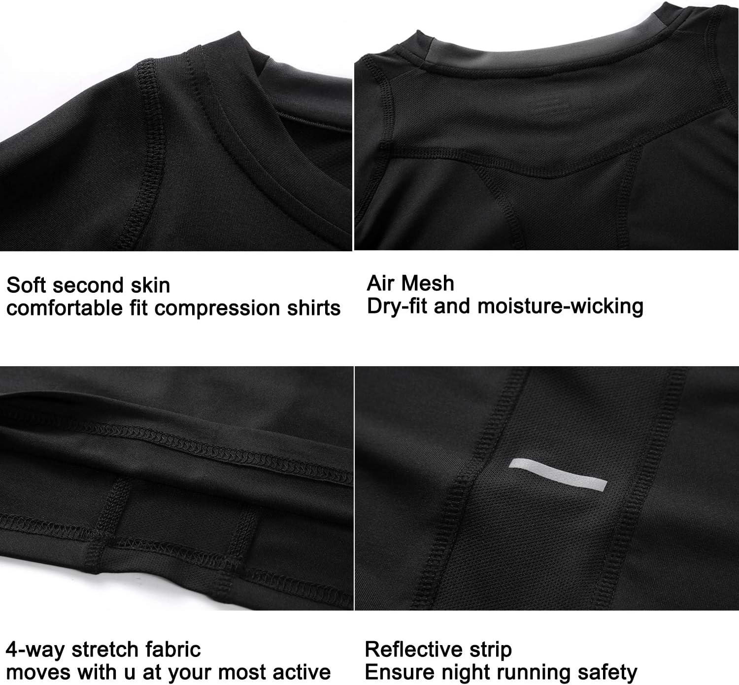 Lavento Men's Compression Baselayer Tops Crewneck Long-Sleeve Cool Dry Undershirts(Orange,X-Large)