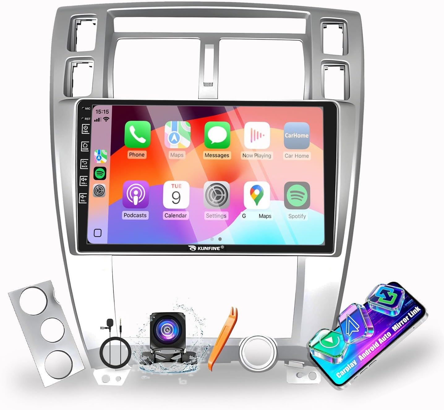 for Hyundai Tucson 2005-2009 Car CarPlay Android Auto Navigation Stereo GPS Radio Reverse Camera Display 10" IPS Touchscreen Headunit Tablet Pad Media Player, if Applicable Quad Core 2G+64G