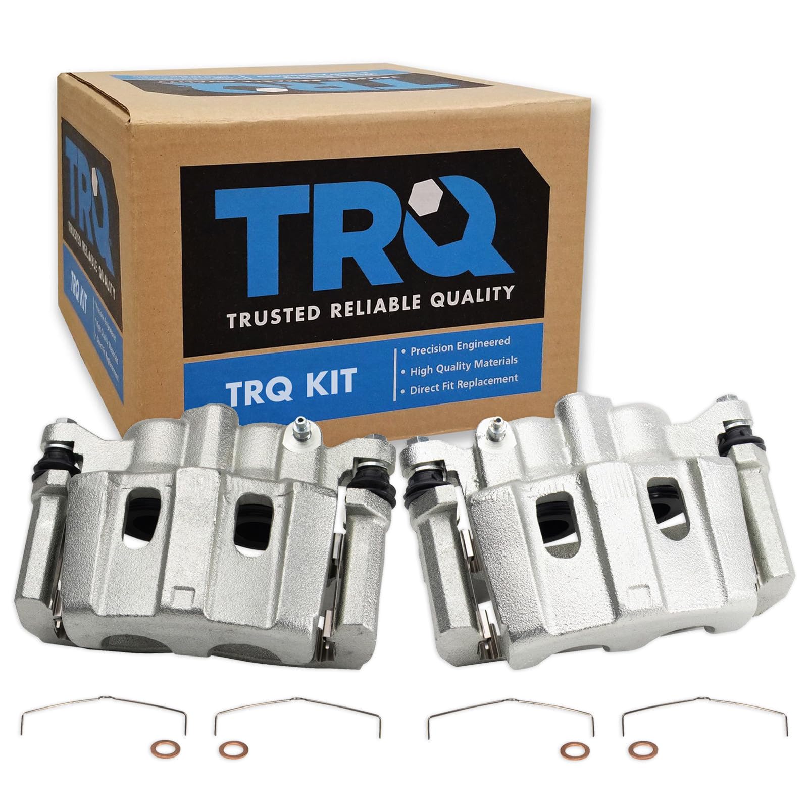 TRQ Front Brake Caliper Set Zinc Coated Brackets Compatible with 2009-2015 Toyota Venza