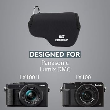 MegaGear ''Ultra Light'' Neoprene Camera Case Bag With Carabiner For Panasonic Lumix DmcLx100 Digital Camera (Black)