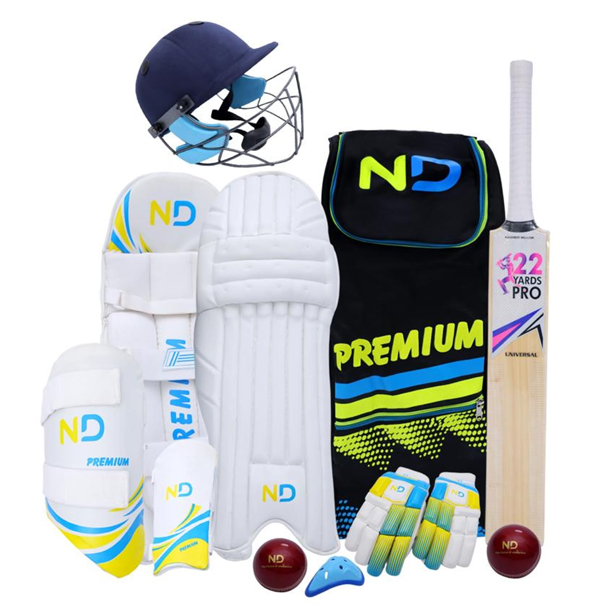22YardsPro KK Cricket Kit 11pc Set Bat Ball Pad Leg Guard Glove BAT Boys Youths Mens UK (Mens) โ image 1