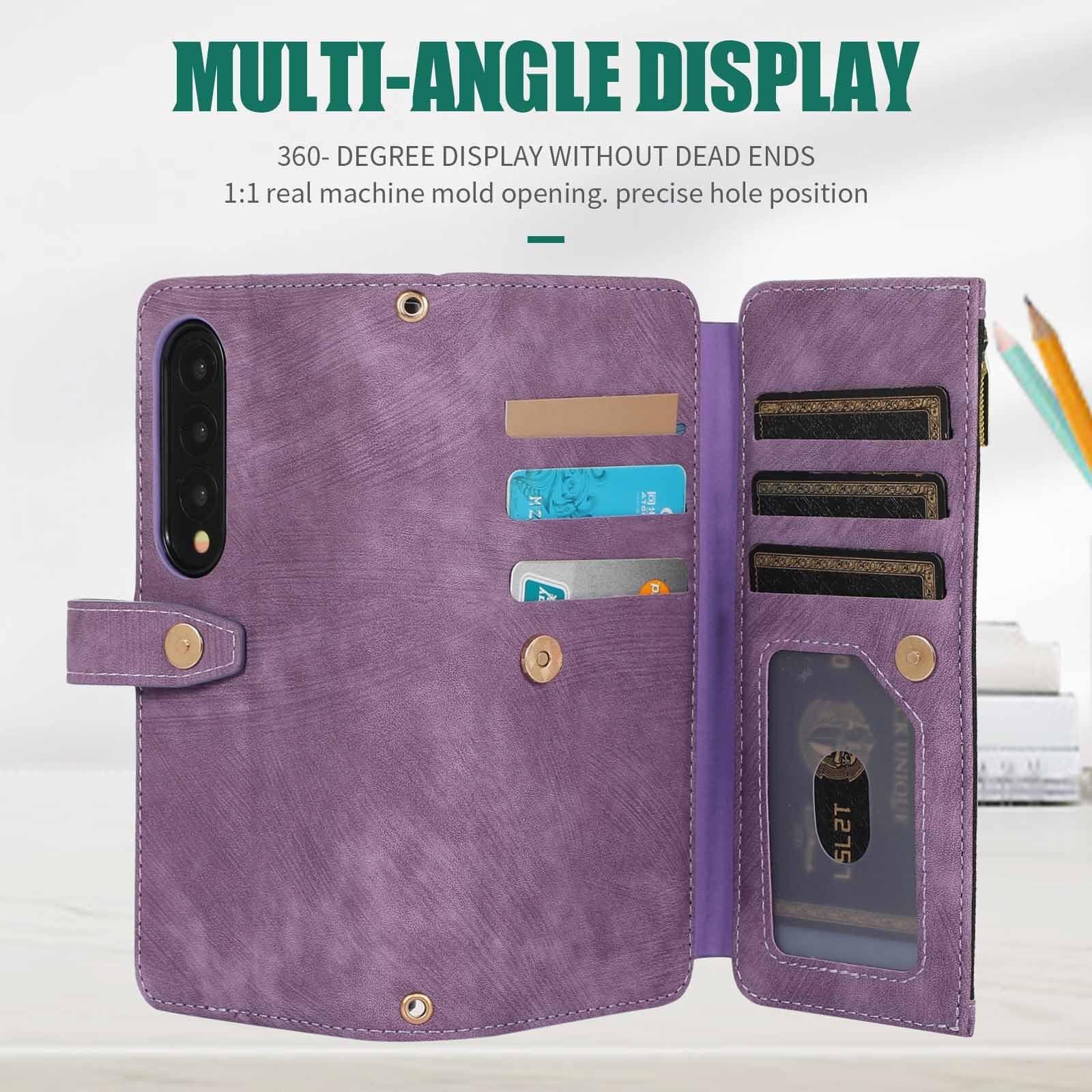 Generic Etui kompatybilne z Samsung Galaxy Z Fold 6 (kolor: zielony) portfel z klapką skórzane magnetyczne etui na tył telefonu