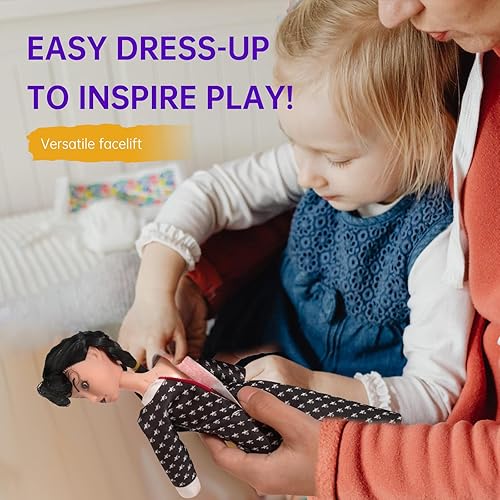 Miniatura 5 de TTSUIMILESS Muñecas Adms de 11.5 pulgadas con caja de regalo, juguetes de manga larga con puntos de pelo negro y zapato negro, cumpleaños para niñas