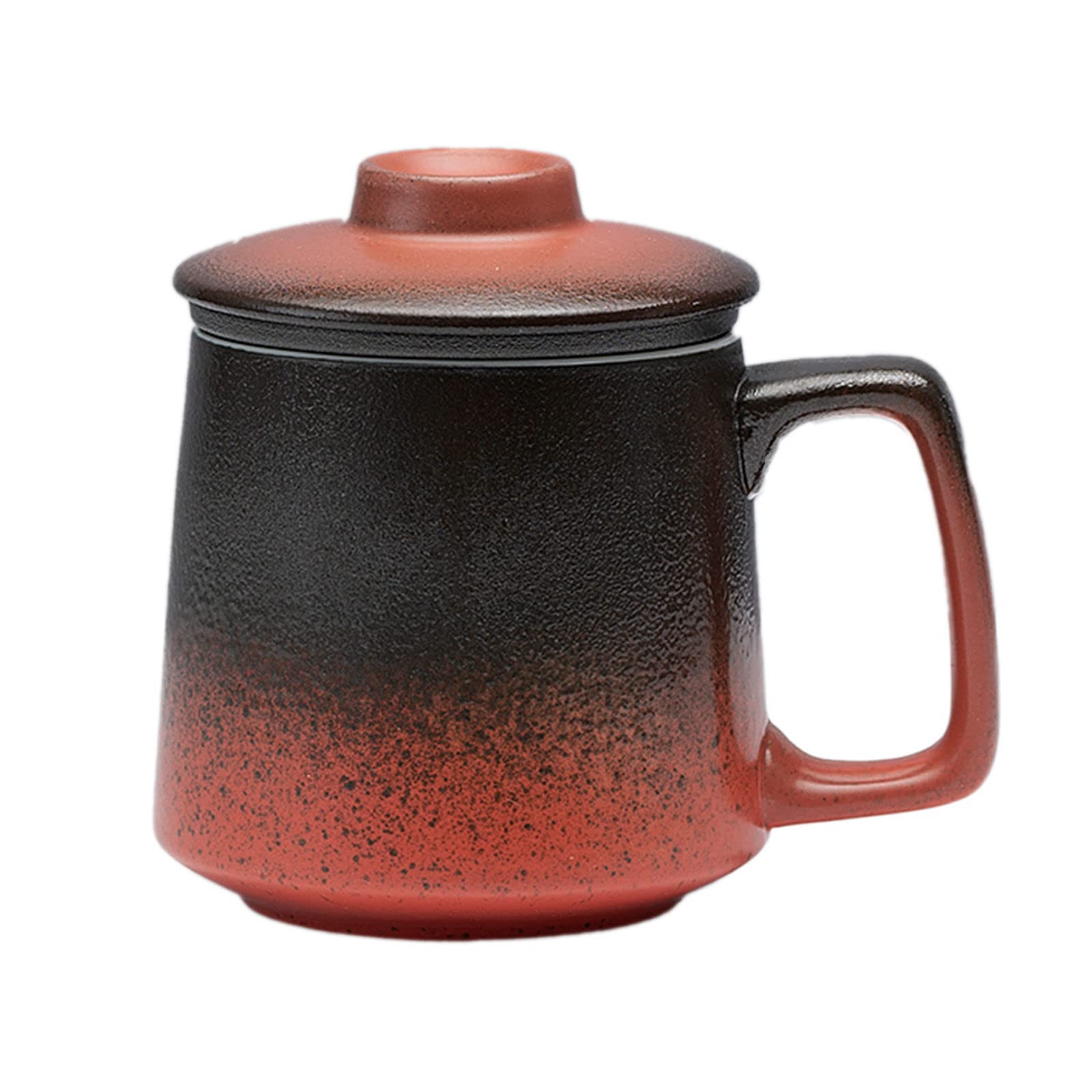 Kubek ceramiczny, kubek do kawy, styl europejski 400 ml/14 uncji Filiżanka do herbaty z zaparzaczem i pokrywką, kubek ceramiczny z pokrywką, gradientowa herbata liściasta Steeper-red-400ml 14 uncji (