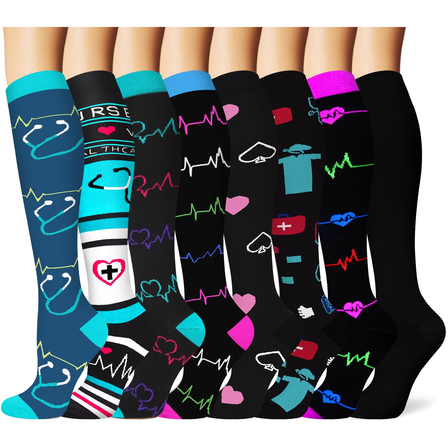 Copper Compression Socks For Men & Women Circulation-Best For Running Hiking Cycling 15-20 mmHg