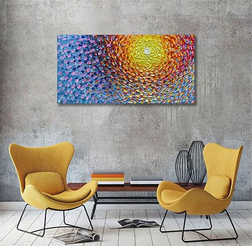 Miniatura 6 de V-inspire Arte, pinturas al óleo modernas dibujadas a mano de 24 x 48 pulgadas, arte abstracto con textura, lienzo para pared, decoración del hogar,