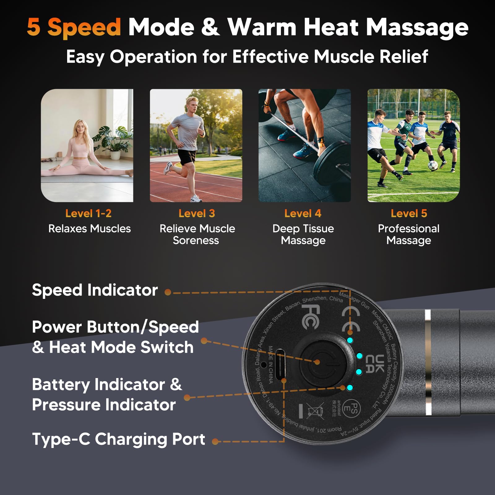 arboleaf Pistola Massaggio Muscolare Mini con Calore,Massage Gun Silenziosa | Corpo in Metallo Anodizzato, Massaggio Termico, Motore Brushless Silenzioso, Modalità Pressione Adattiva, Compatto, Portatile