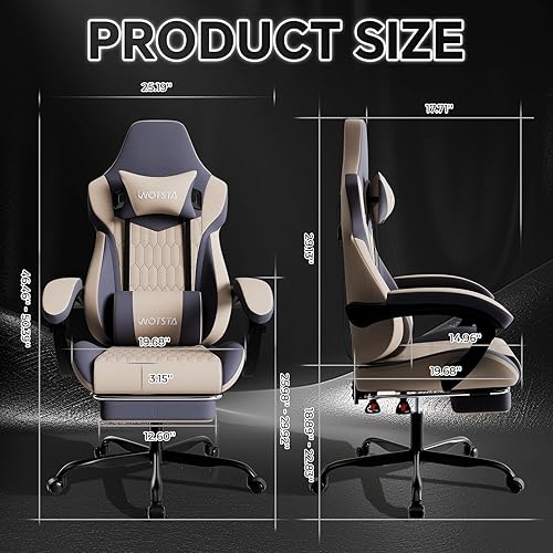 Miniatura 3 de Silla de juegos con reposapiés, sillas de juegos de respaldo alto, silla ergonómica de cuero de PVC con reposacabezas ajustable, soporte lumbar