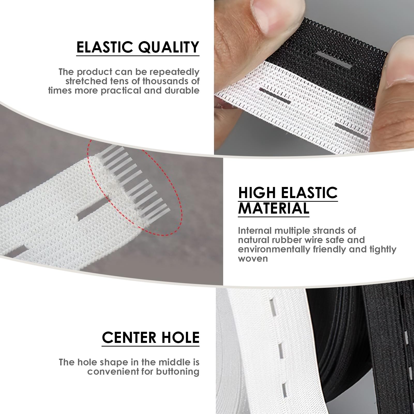 Bande élastique à Boutonnière 20mm X 5m - Avec 5 Boutons, Ajustable, Pour Couture, Extension De Taille De Vêtements