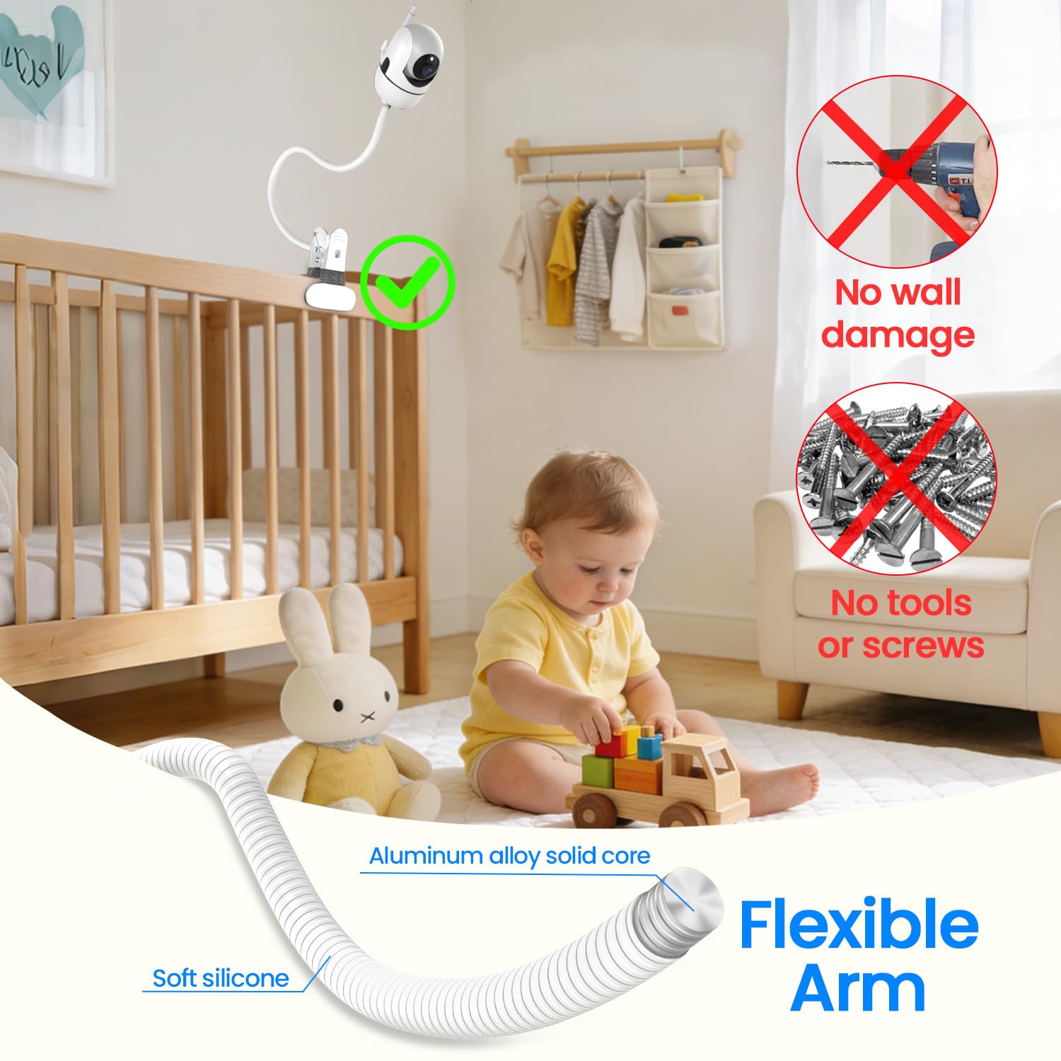 Kompatybilny z Hello Baby HB6550 / HB65 / HB6560 / HB6340 / HB6339 / 1/4-calowy otwór do monitora dla dziecka