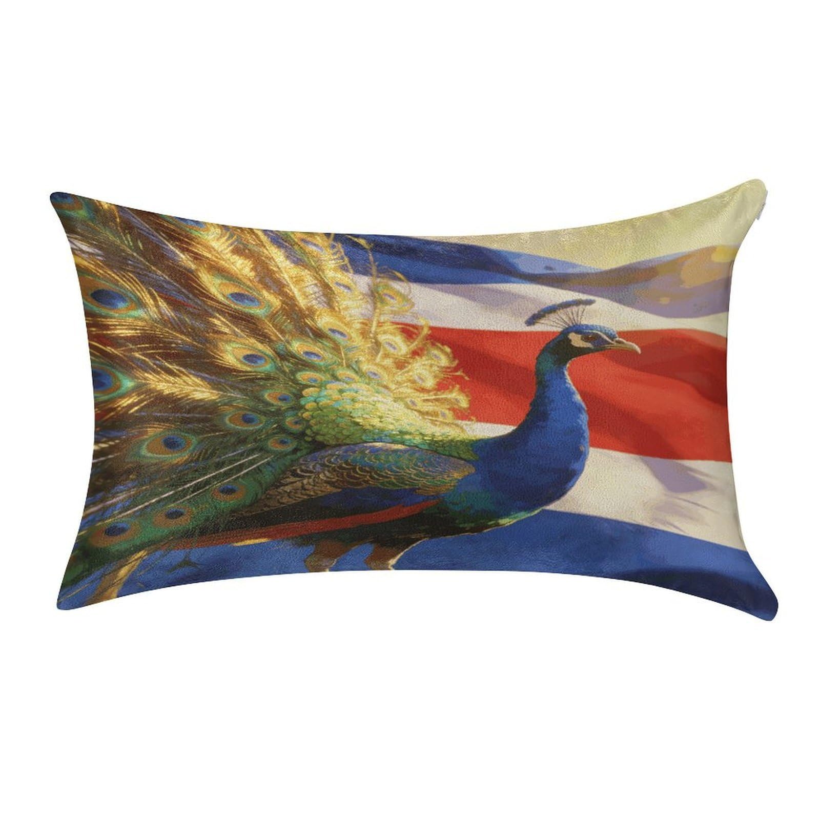 Fodpand Style Colorful Peacock And National Flag Pillowcase,Elegant Designed Home Decor,Velvet Pillowcase,Soft And Cozy,Pillow Case Cover With Hidden Zipper For Bedroom, Sofa, Couch