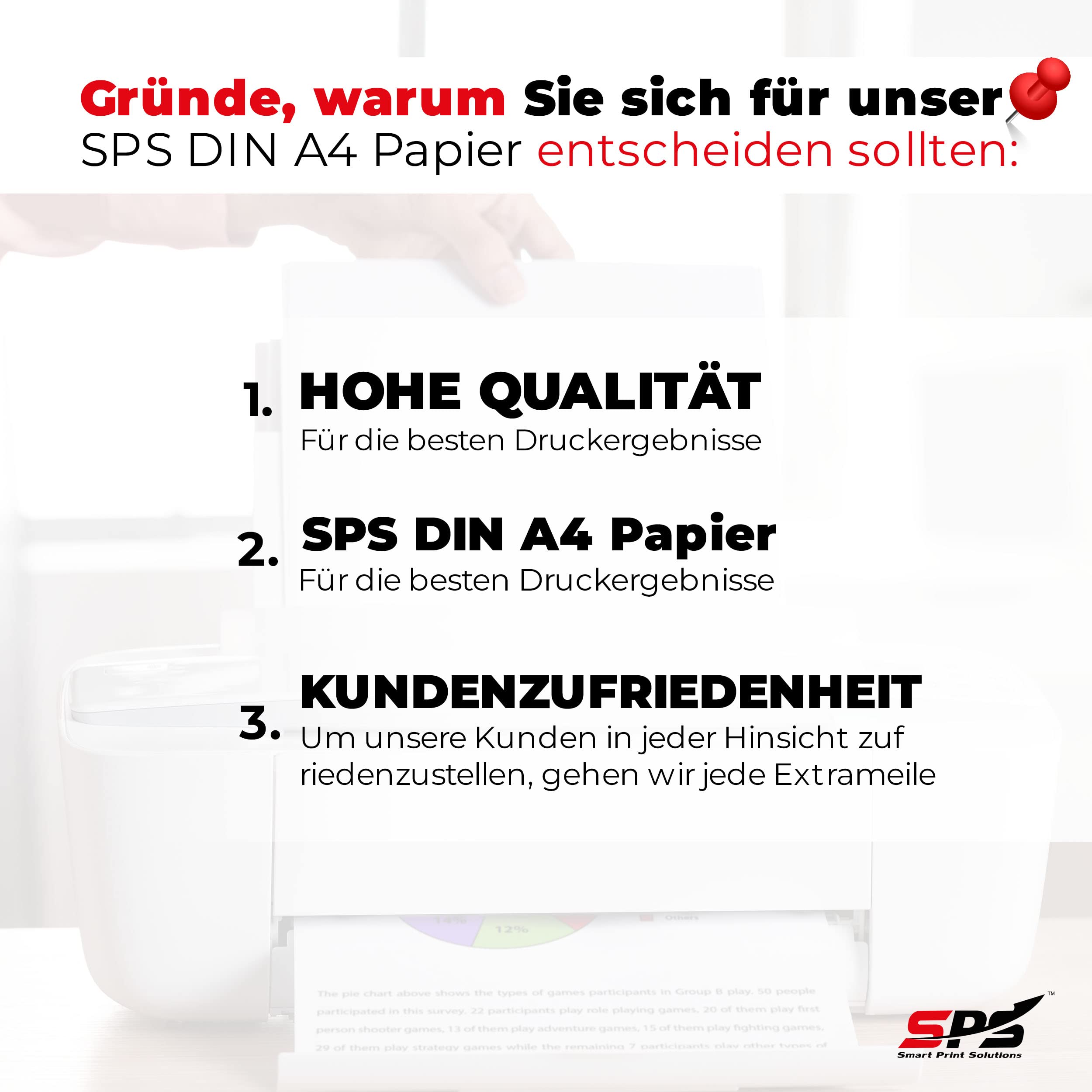 SPS Kopierpapier (5.000 Blatt, 80 g/m², DIN A4 Papier, weiß Druckerpapier) 10 pack