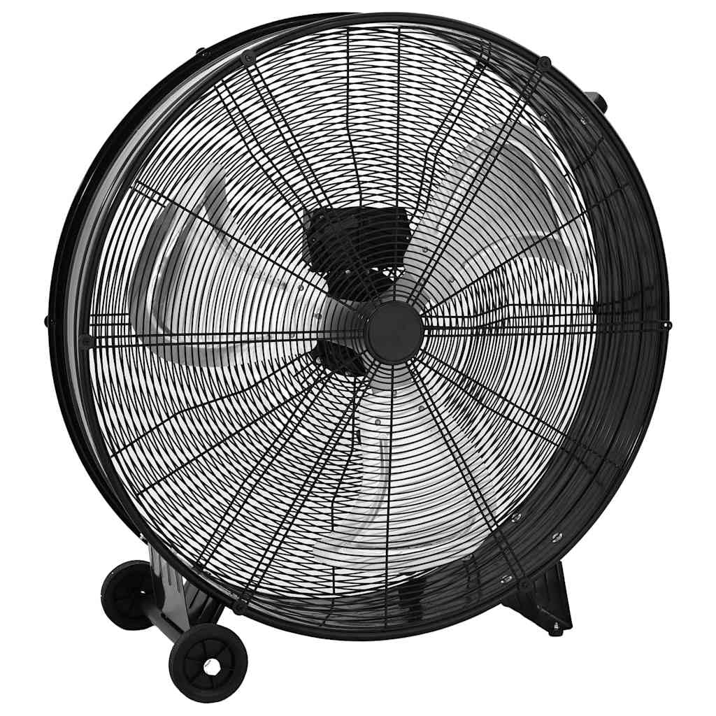 vidaXL Trommelventilator mit Rollen Industrie Bodenventilator Industrieventilator Windmaschine Ventilator Lüfter 77cm 240W Schwarz