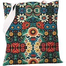 PXTIDY Polish Folk Art Tote Bag Floral Polish Folk Pattern Shoulder Bag Poland Rustic Floral Gift Poland Souvenir Travel Gift