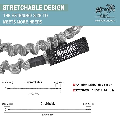 Miniatura 3 de Stretchable Kayak Paddle Leash, Coiled Rod Leash Tool Lanyard for Kayak and SUP Paddles, Fishing Poles Rods, 3 Colors