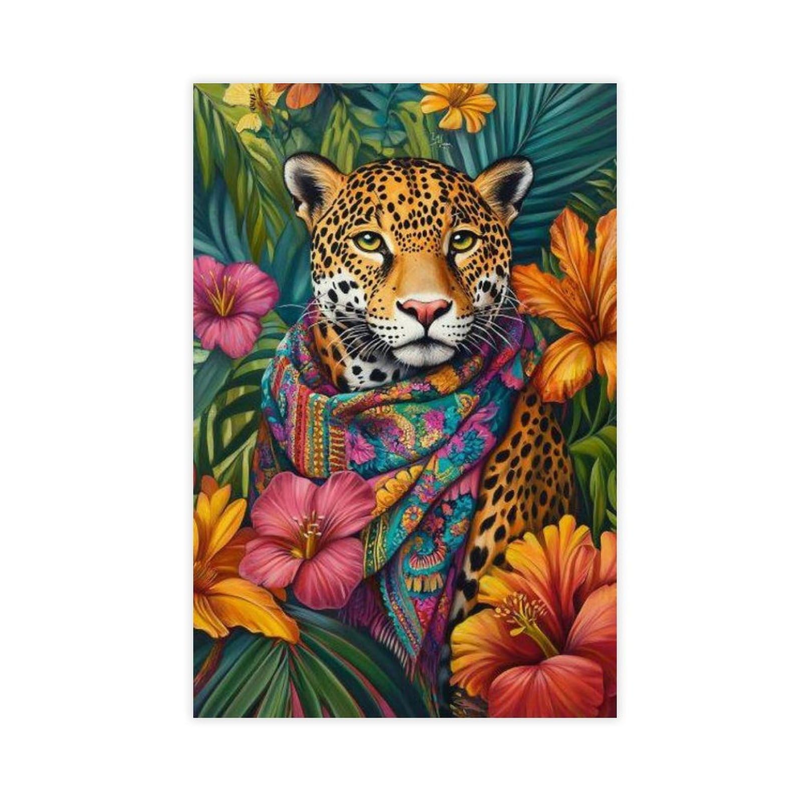 Wlqzfrwv Colorful Leopard, Tropical Jungle Animal Canvas Poster Bedroom Decor Landscape Office Room Decor Gift 12X18inch(30X45cm)