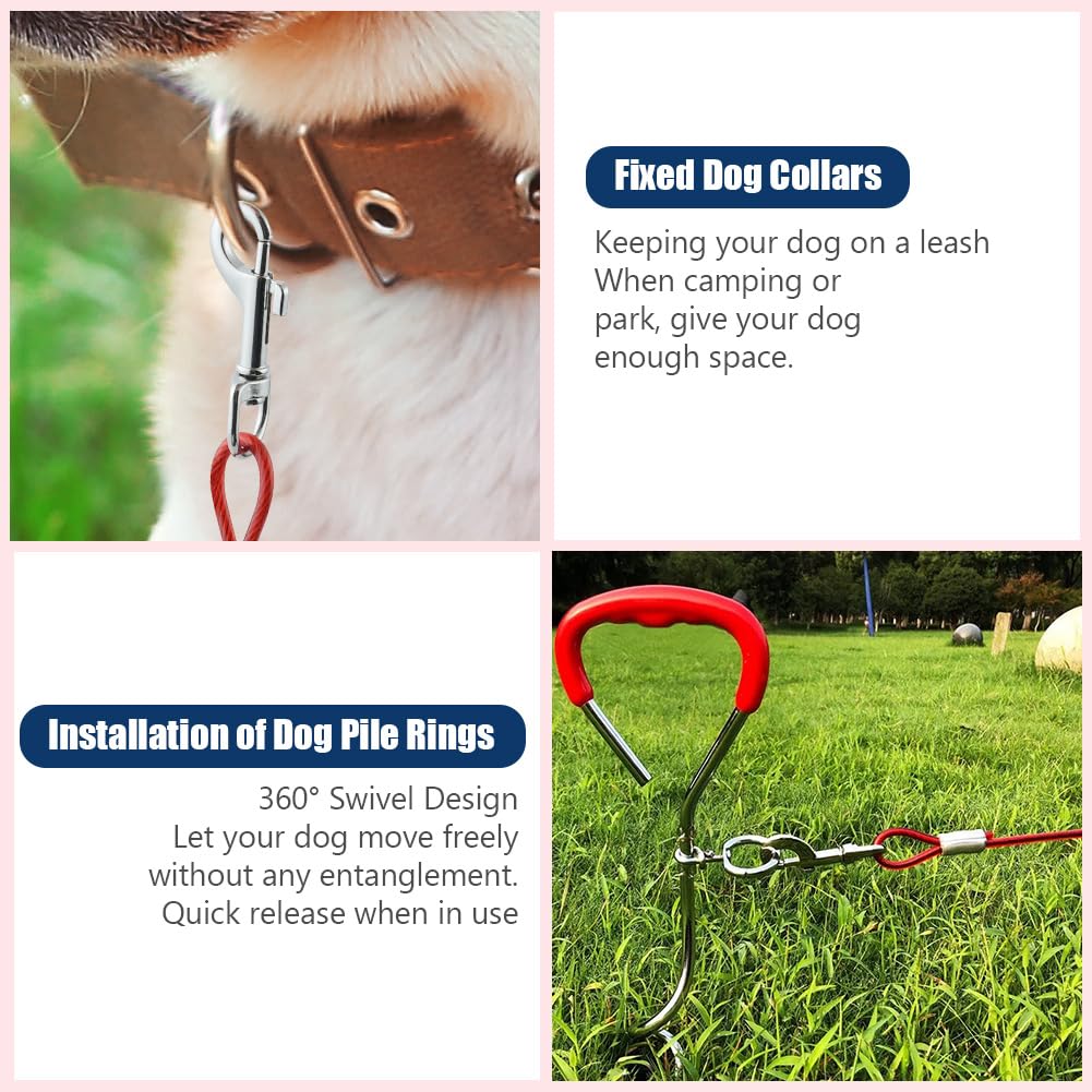 Aomig 20FT Dog Tie Out Stake, Heavy Duty Dog Spiral Ground Stake, Sturdy Dog Lead Stake, Steel Spiral Ground Dog Spike - Image 4