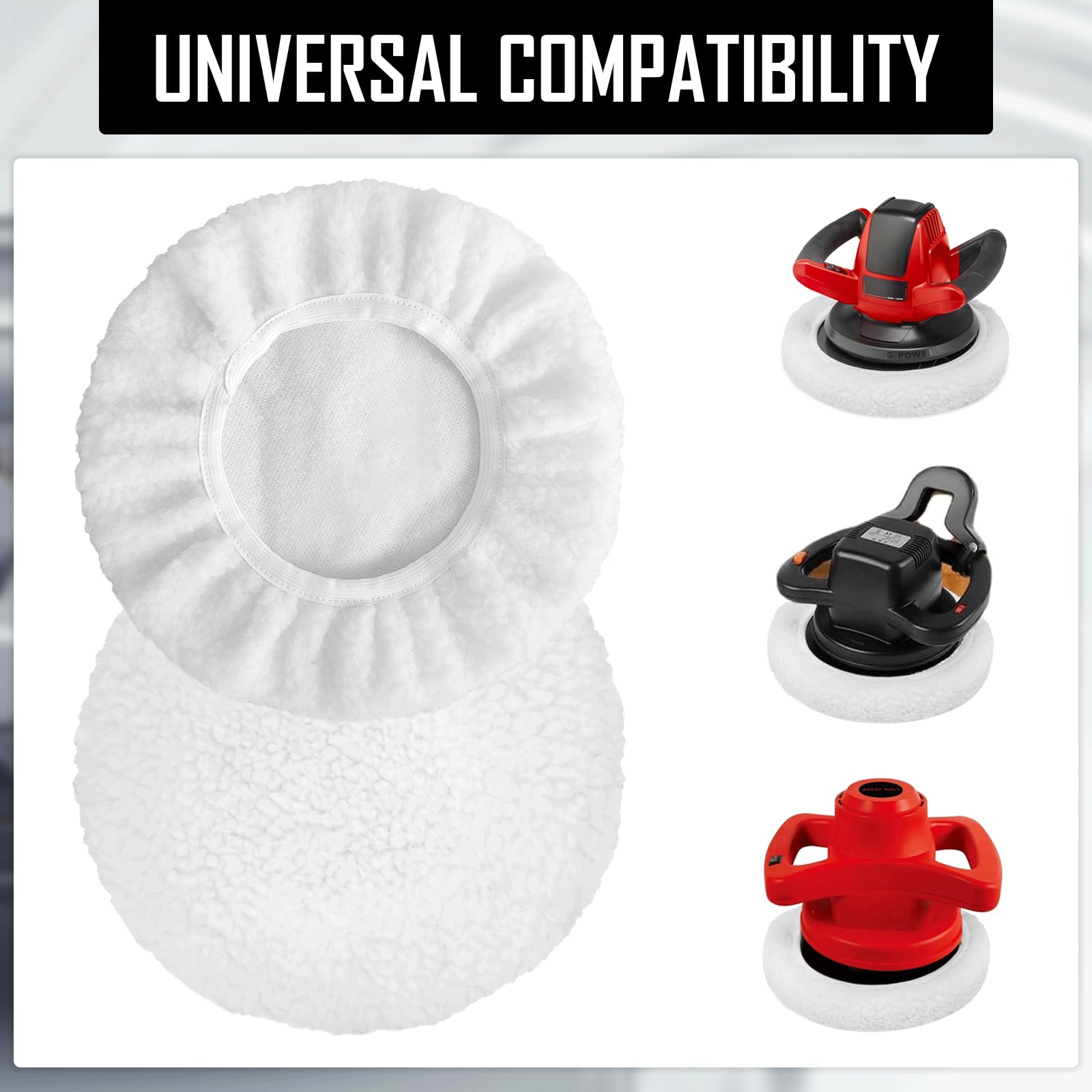 Set di 3 cappe lucidanti in lana d'agnello, per lucidatrici a batteria Einhell CE-CB 18/254 Li, CC-PO 90, per 220 mm - 250 mm per la cura della vernice dell'auto, lucidatura metallica e finitura del