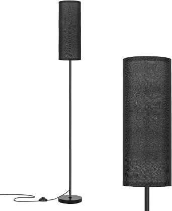 FRIDEKO HOME Black Shade Floor Lamp with, Simple Design with Foot Pedal Switch, Small Tall Lamps for Living Room Bedroom Office, Corner Floor Stand Light with Black Pole Lamp No Bulb/No Remote