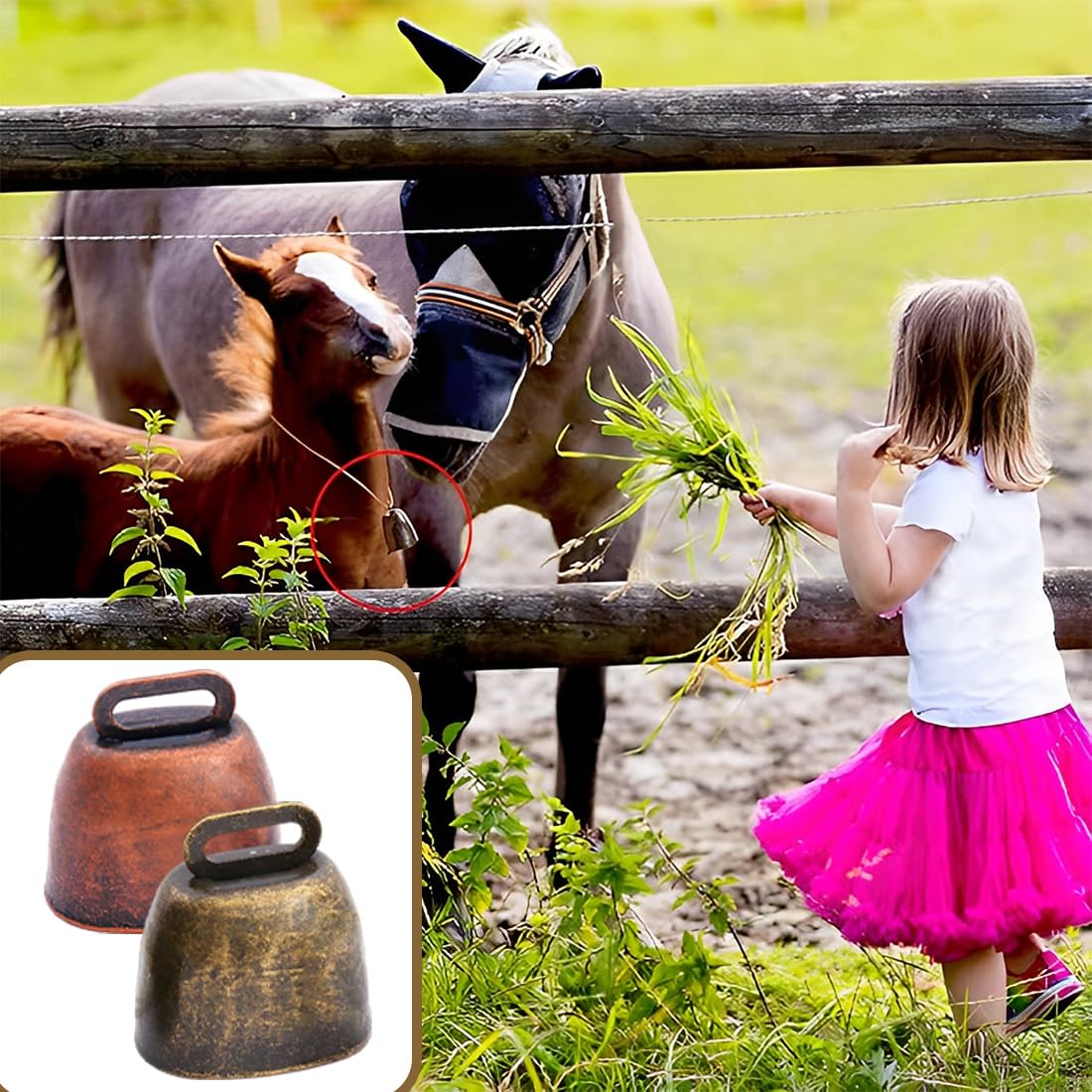 6 Pezzi Campanaccio Mucca Antique Metal Bells For Cow Horse Sheep Copper Cattle Brass Bells Metal Pet Bells (Bronze)