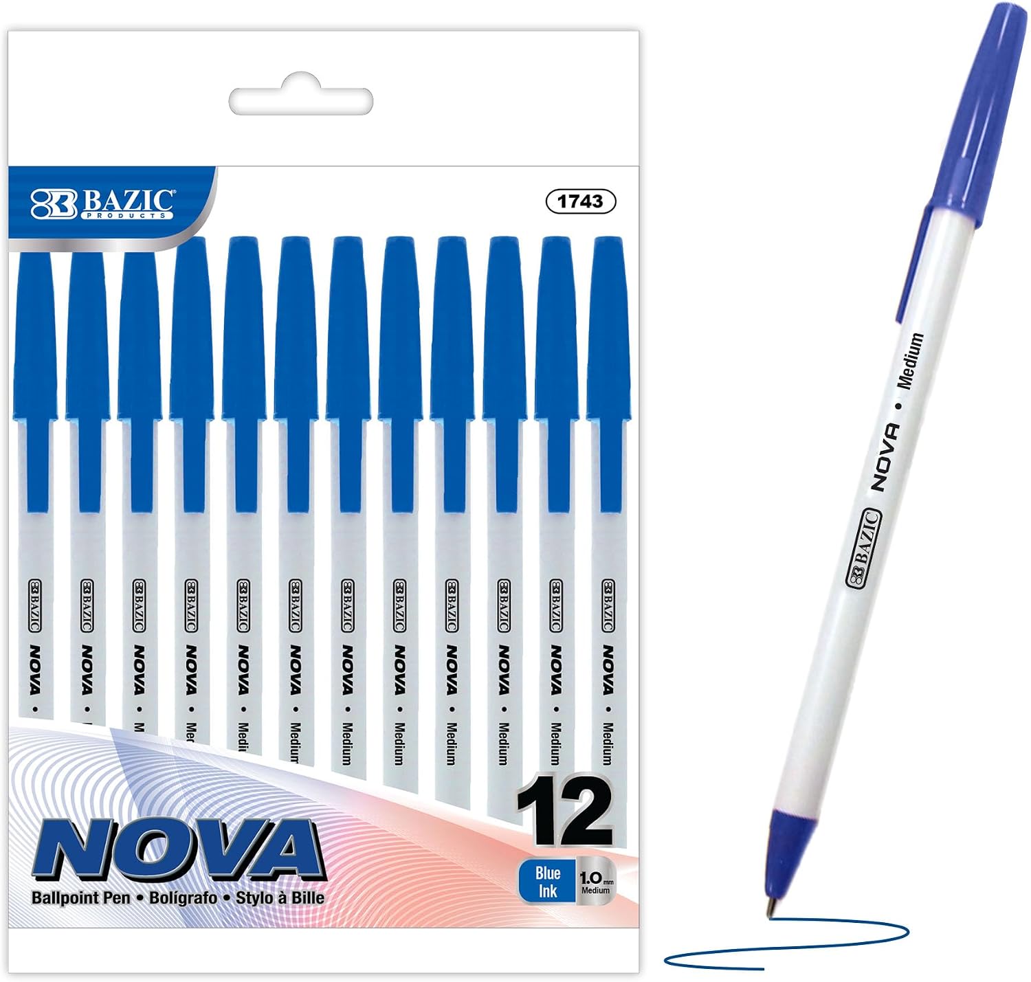 BAZIC Nova Black Color Stick Pen (12/Pack)