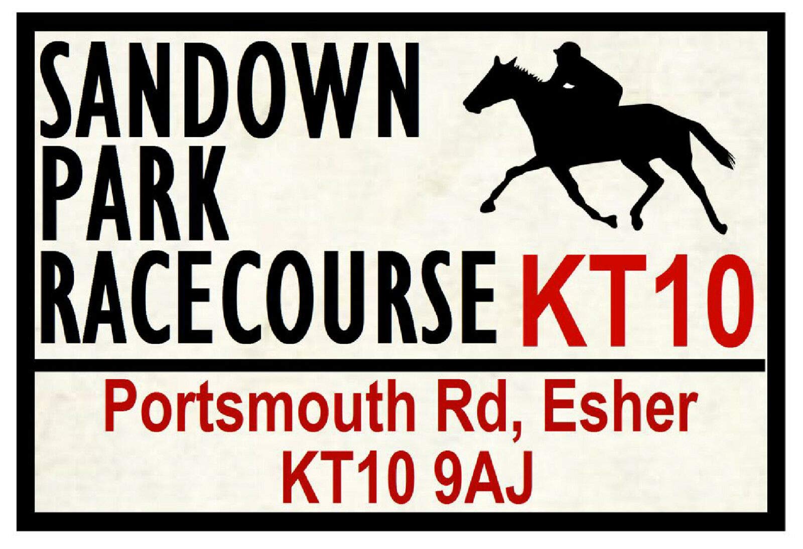 Biopracess Horse Racing Road Signs (Sandown Park) Gift 8x12 Inches