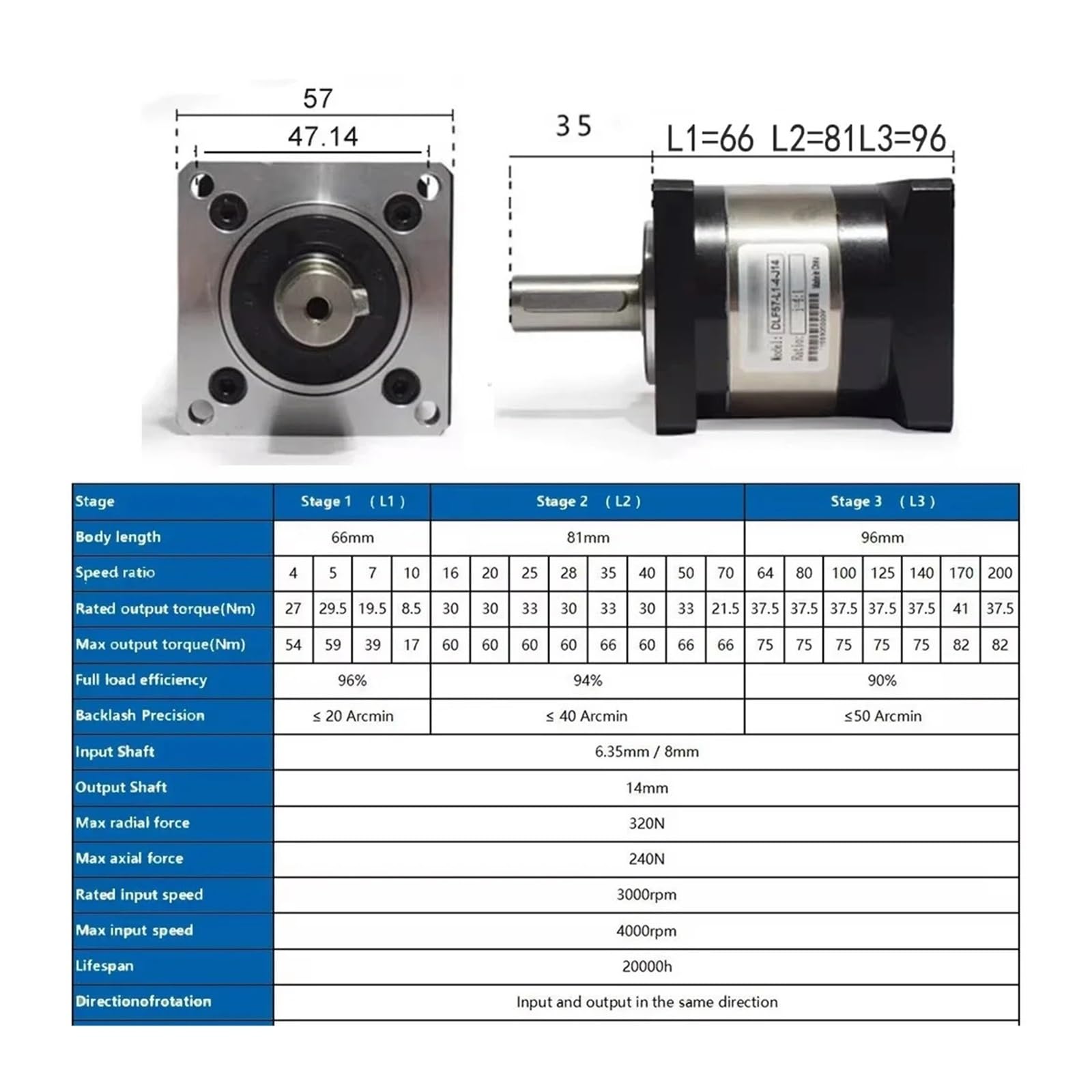 Planetary Gearbox 57 Motor TB6600 Driver Kit Ratio 4~100 14mm Output Nema23 Open Loop/Closed-Loop Stepper Motor Reducer(All-in-one Kit,Ratio 100 to 1)