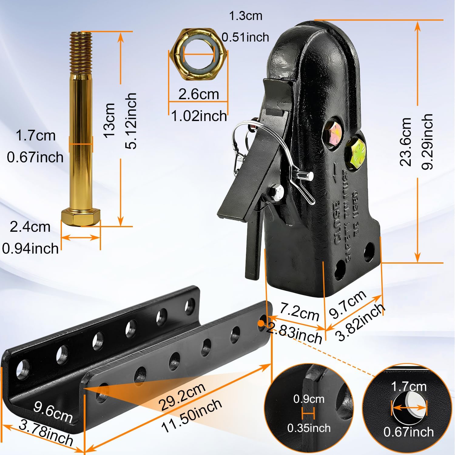 2-5/16 Inch Adjustable Trailer Coupler - 5-Position Adjustable Channel Bracket - 15,000 lbs - Channel-Mount Coupler (2-5/16" Ball)