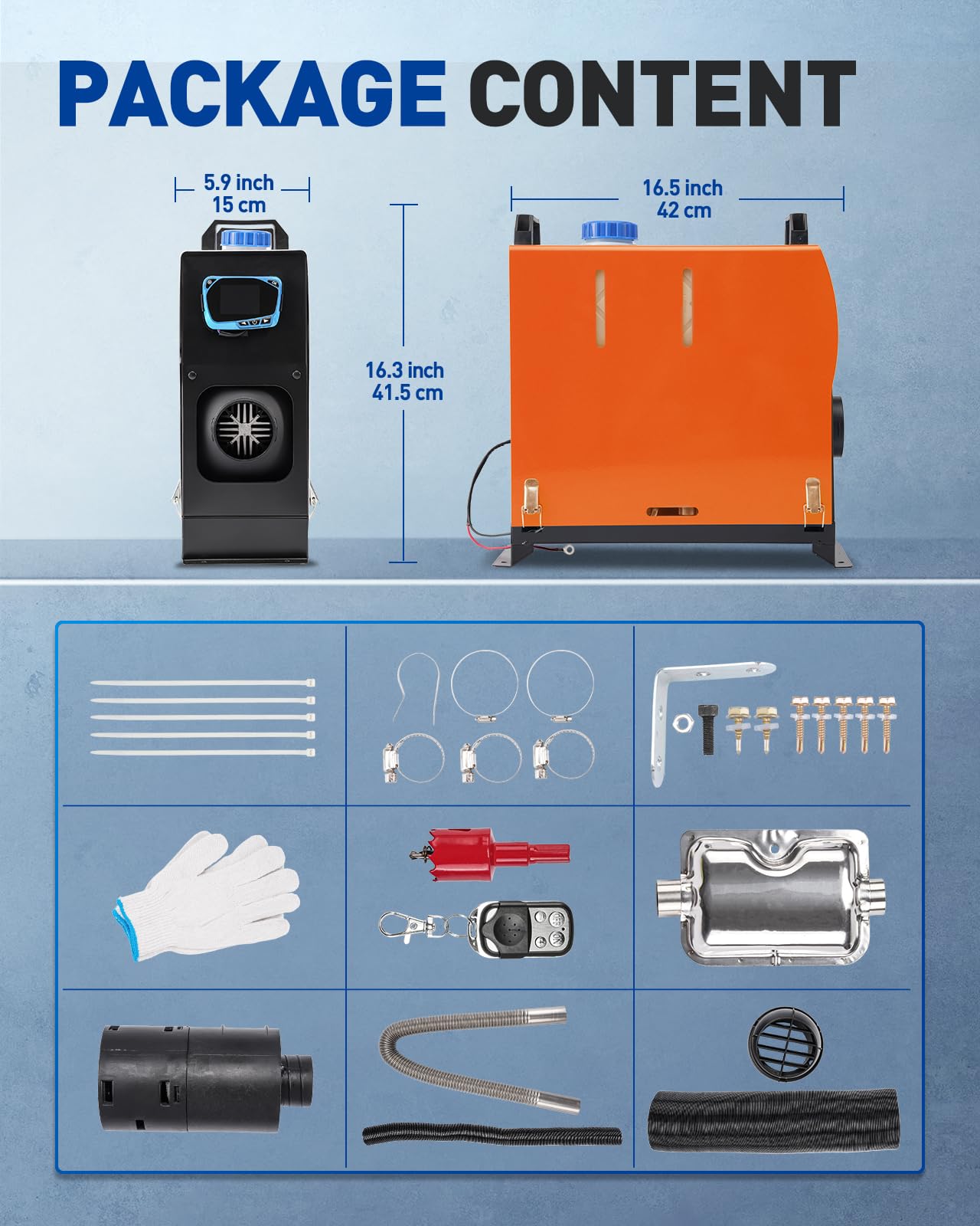 12V 5KW Air Diesel Heater, zestaw ogrzewania postojowego z tłumikiem LCD Remote Control, Night Integrated Diesel Heating Cichy do samochodów, przyczep kempingowych, ciężarówek, łodzi, autobusów, kam