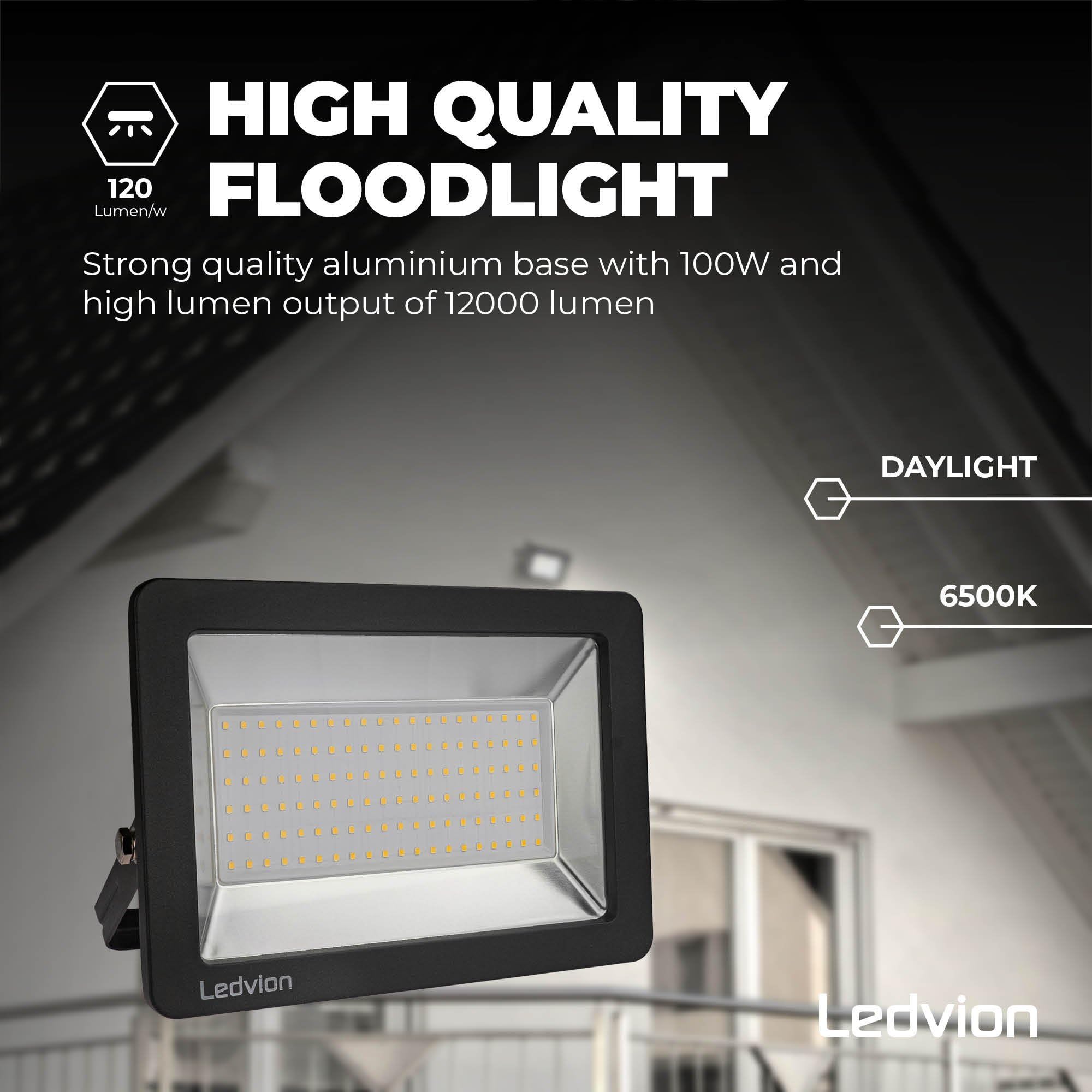 Ledvion Proiettore LED 100W impermeabile IP65 6500K 12000lm