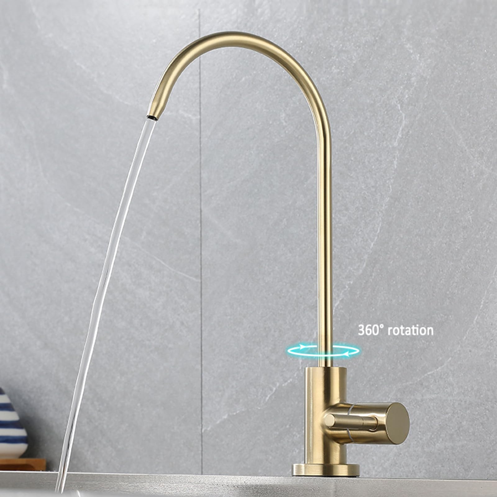Grifo de agua potable para fregadero de cocina de oro rosa, grifo de agua fría G1 4 de ósmosis inversa para el hogar y diseño elegante, perfecto para agua potable limpia