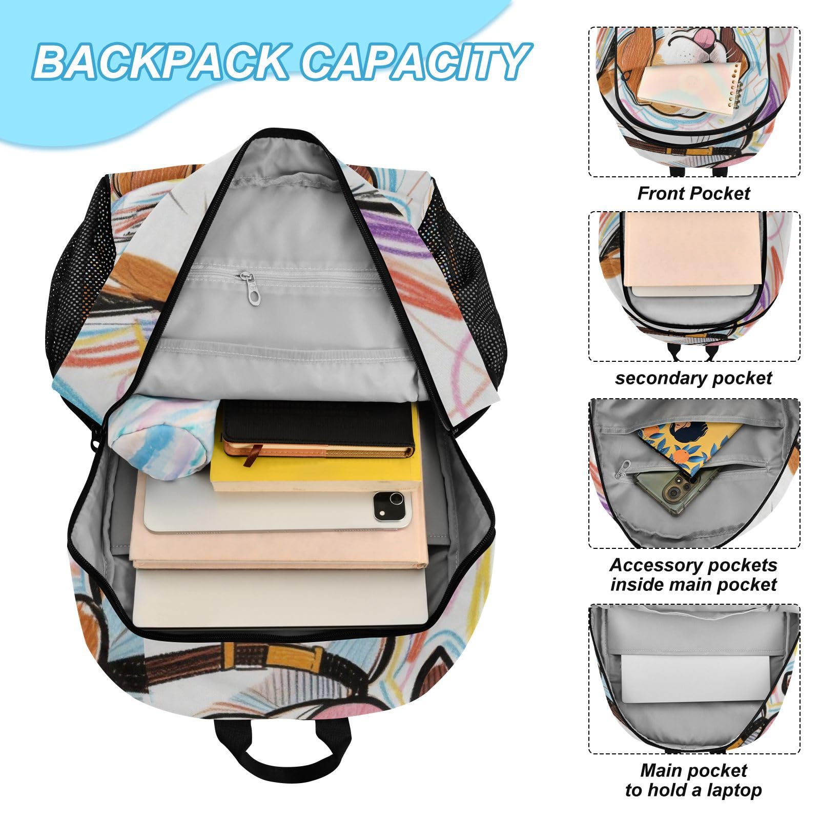 Uroczy kreskówka biały beagle pies plecak i pudełko na lunch dla chłopców torba szkolna z torbą na lunch tornister chłopiec wiek 8-10 lat