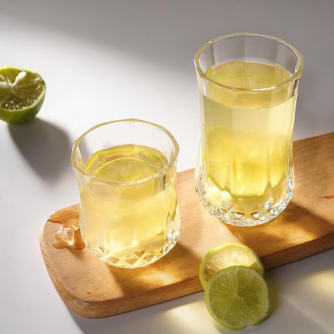 Set de 8 Vasos Ruckae, 11 oz y 7 oz, Vidrio Curvo, Apto Lavavajillas miniatura 6