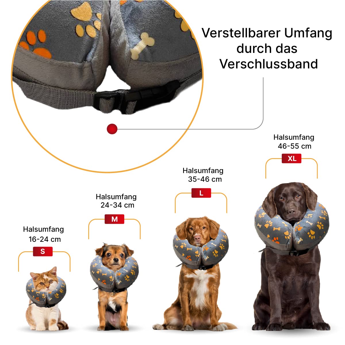 Halskrause Hund & Katze, Hundekragen Leckschutz, Halskragen weich nach OP, Schutzkragen Verschiedene Größen, Kragen für Hunde und Katzen (L)