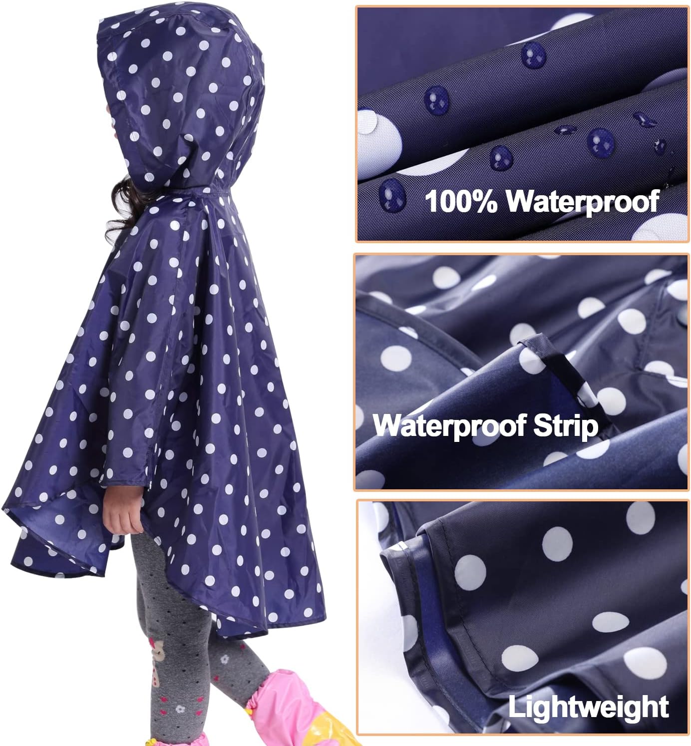 AIWUHE Kids Rain Poncho Cartoon Raincoat Jacket Cute Rain Coat Toddler Boys Girls Rain Cape Light Waterproof Hoodie Outwear image 5