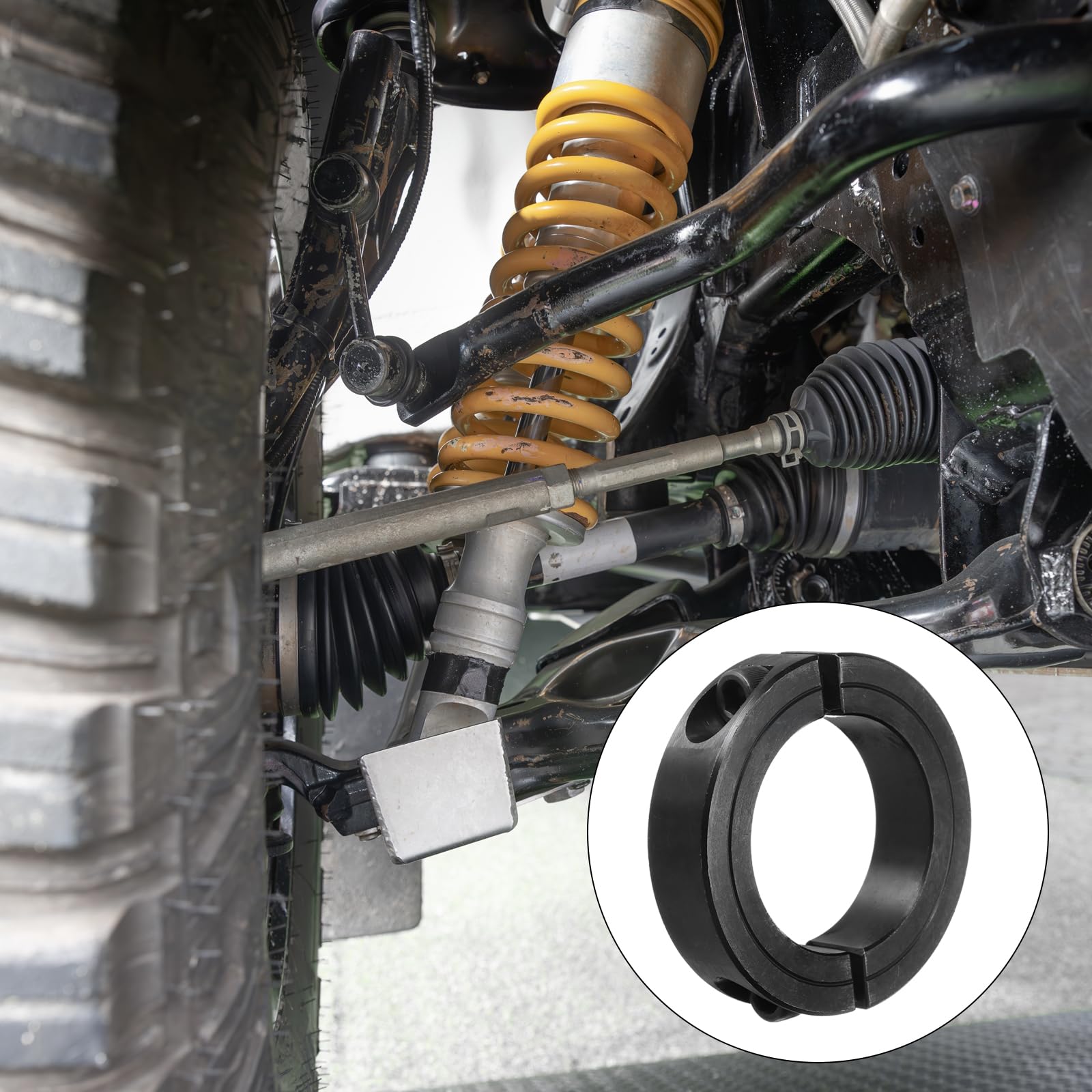 QUARKZMAN 2 Stück Stellringe 48mm Bohrung 73mm AD 17mm Breite Kohlenstoffstahl Tiefenanschlagringe Doppelt Geteilter Wellenringe für Zahnradbaugruppe Auto Eisenbahn CNC Maschine Schwarz