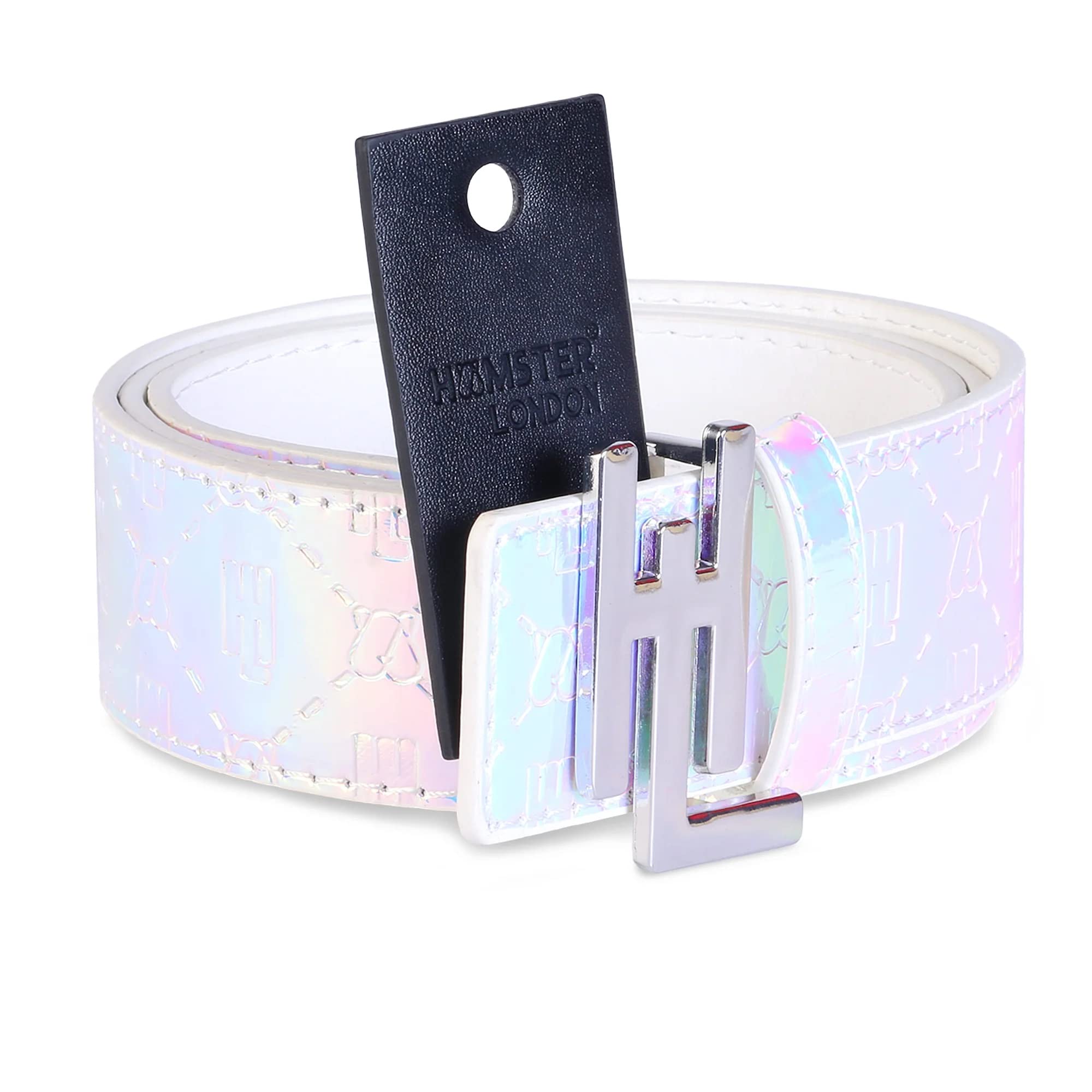london raver shiny belt with silver hl buckle