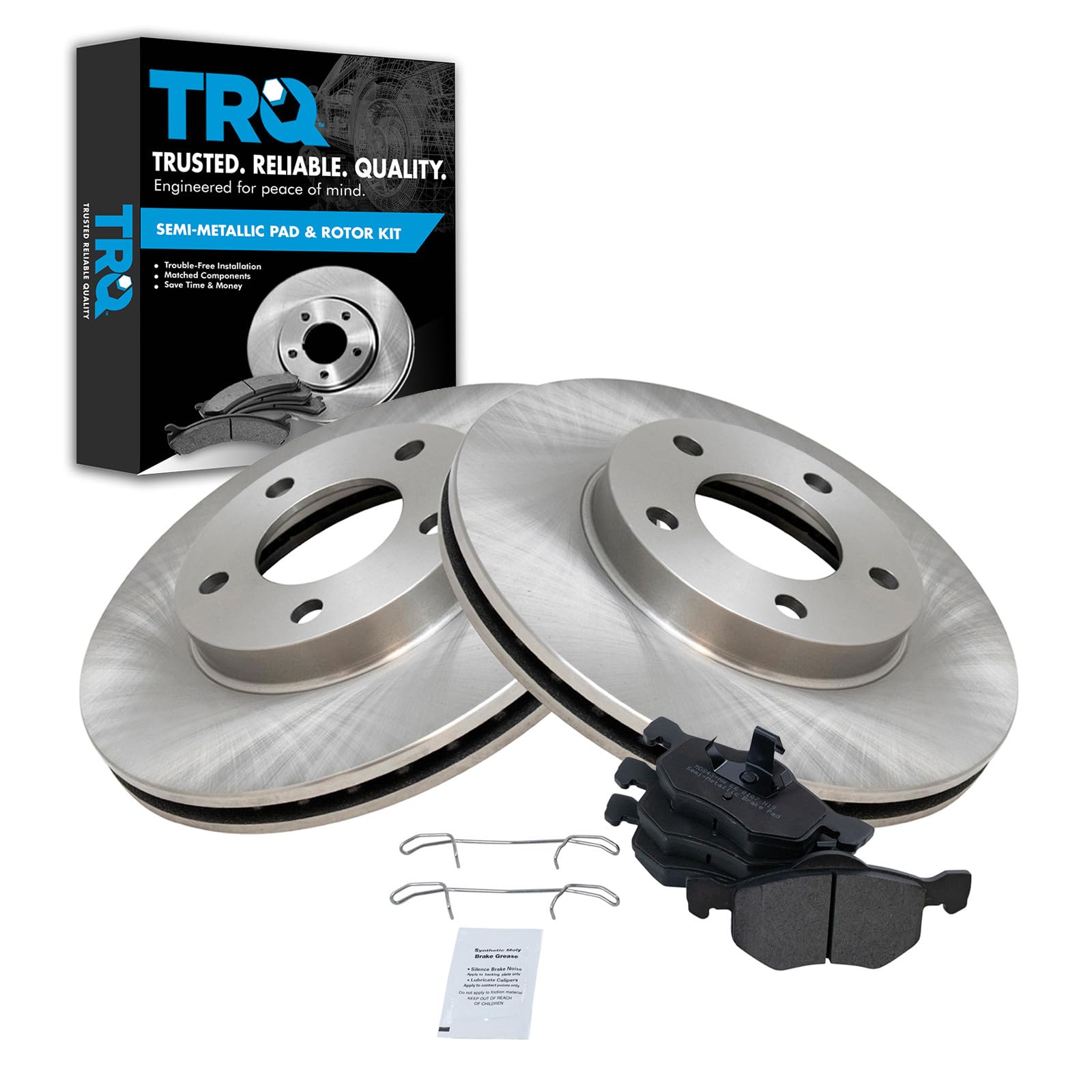 TRQ Front Brake Pad and Rotor Set Semi Metallic Vented Rotors Compatible with 2001-2007 Ford Escape 2001-2006 Mazda Tribute 2005-2007 Mercury Mariner
