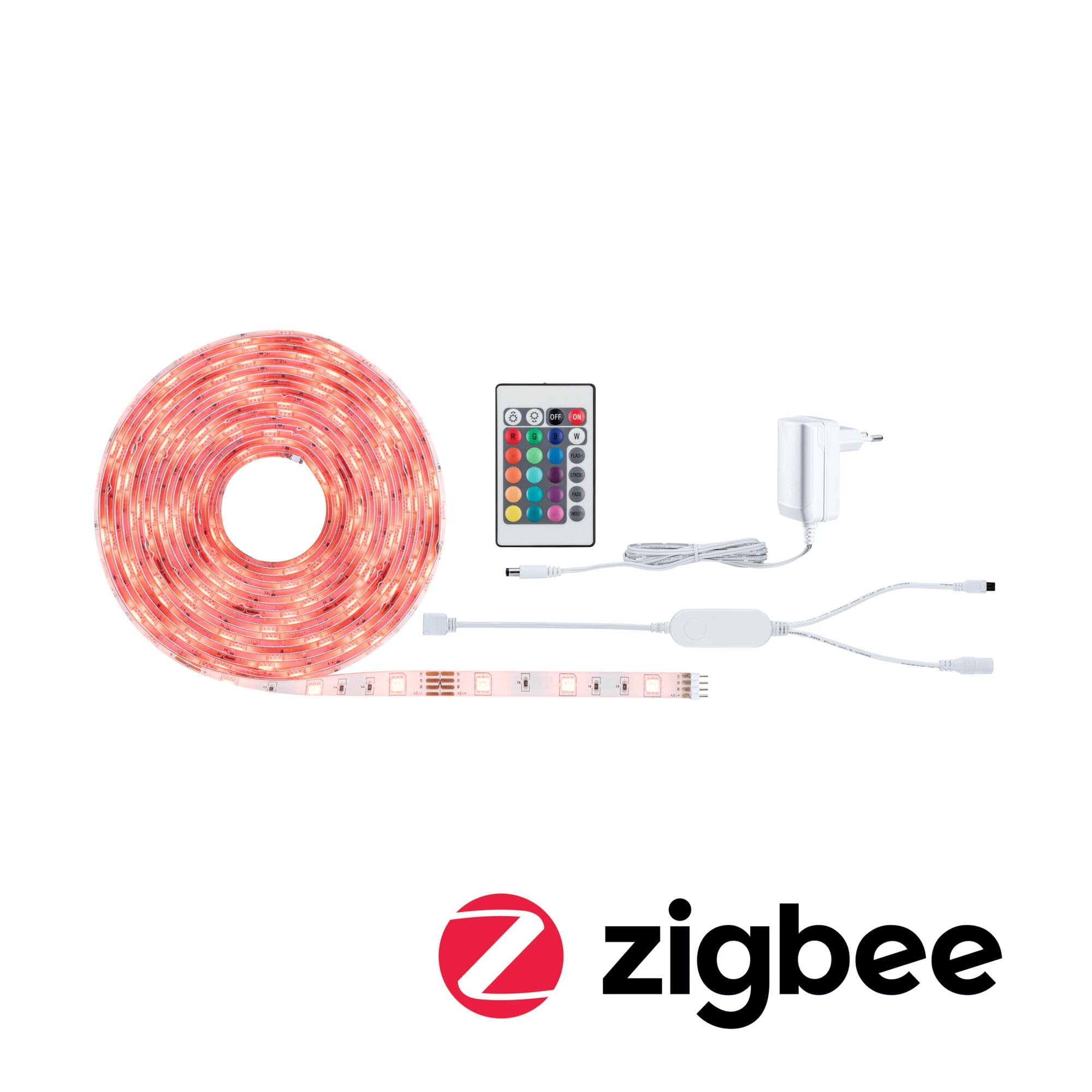 Paulmann 70534 SimpLED Strip LED Smart Home Zigbee RGB set completo 5m 20W 450lm 30LEDs/m RGB 24VA profilo per strisce luminose